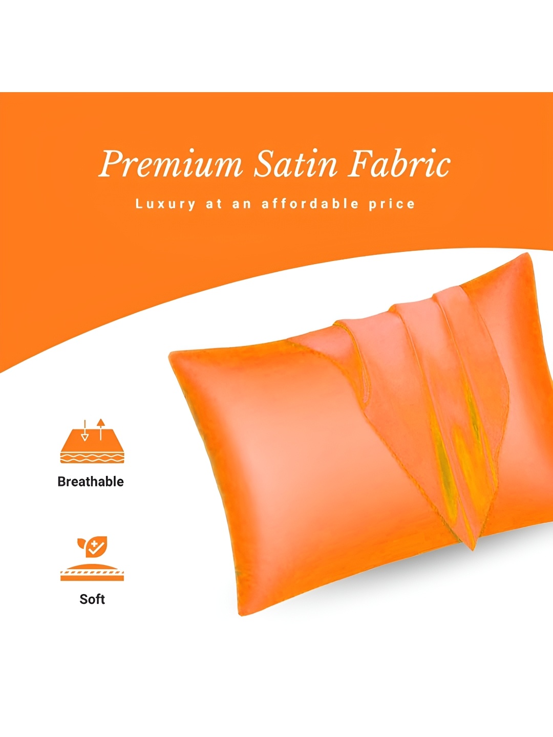 

DPK Orange 2 Pieces Satin Rectangle Pillow Covers