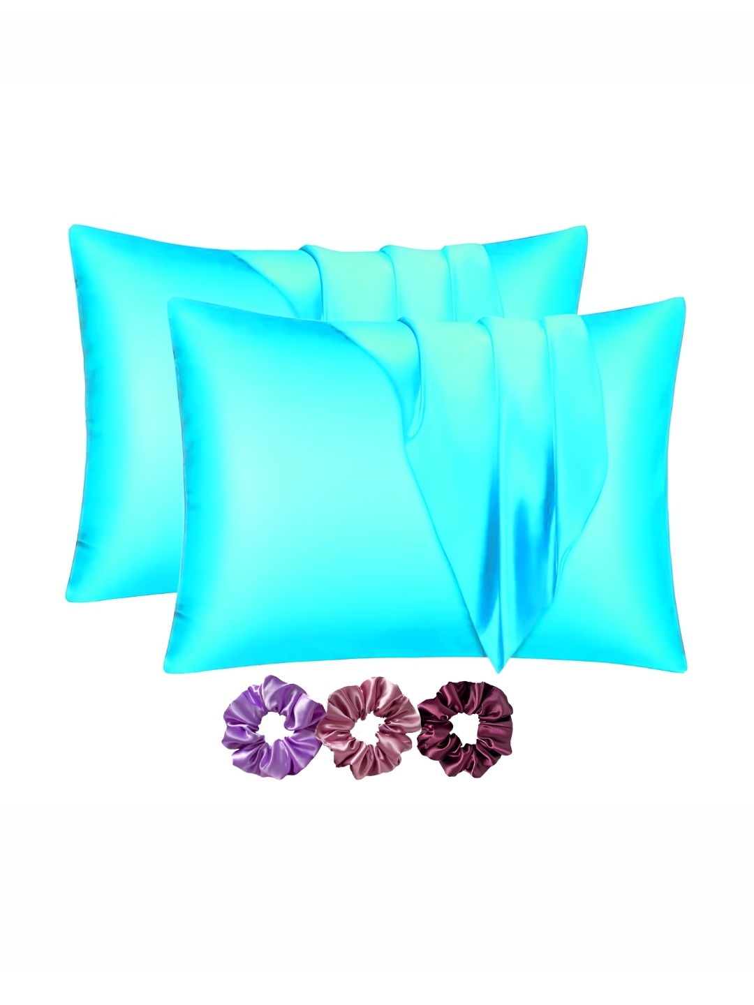 

DPK Turquoise Blue 2 Pieces Satin Rectangle Pillow Covers
