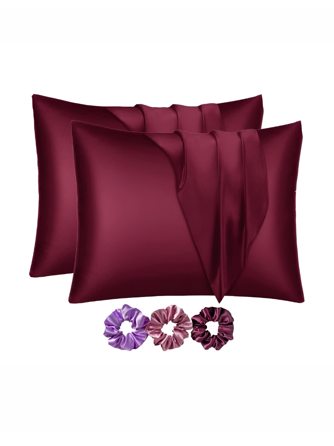 

DPK Maroon 2 Pieces Satin Rectangle Pillow Covers