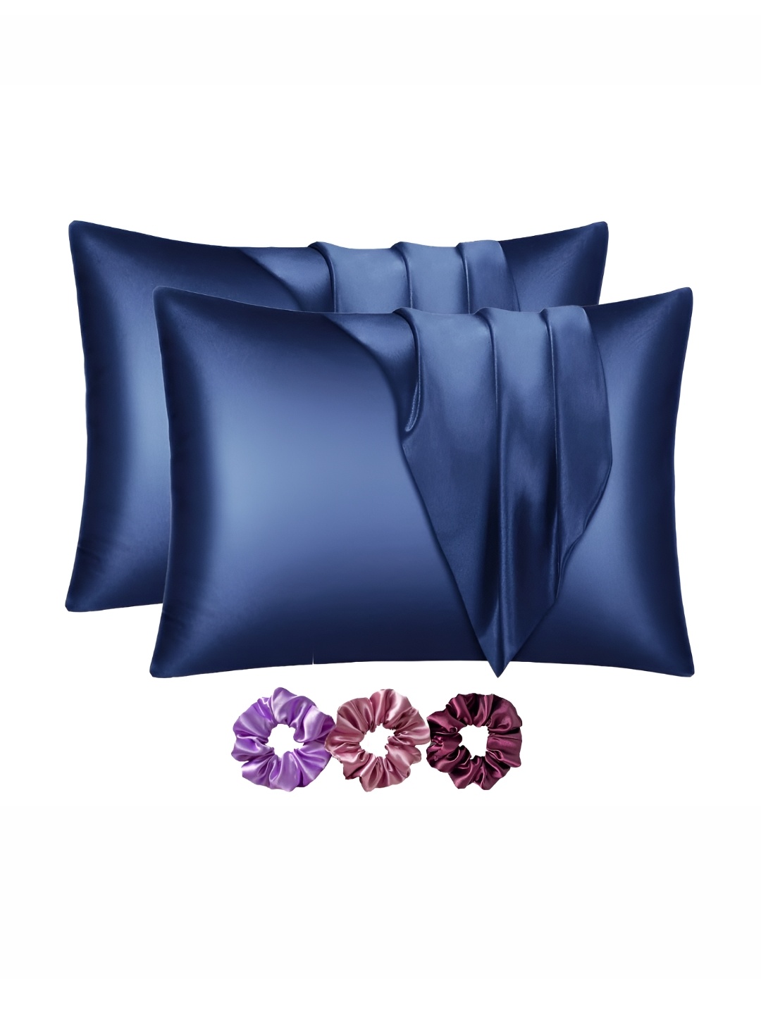 

DPK Navy Blue 2 Pieces Satin Rectangle Pillow Covers