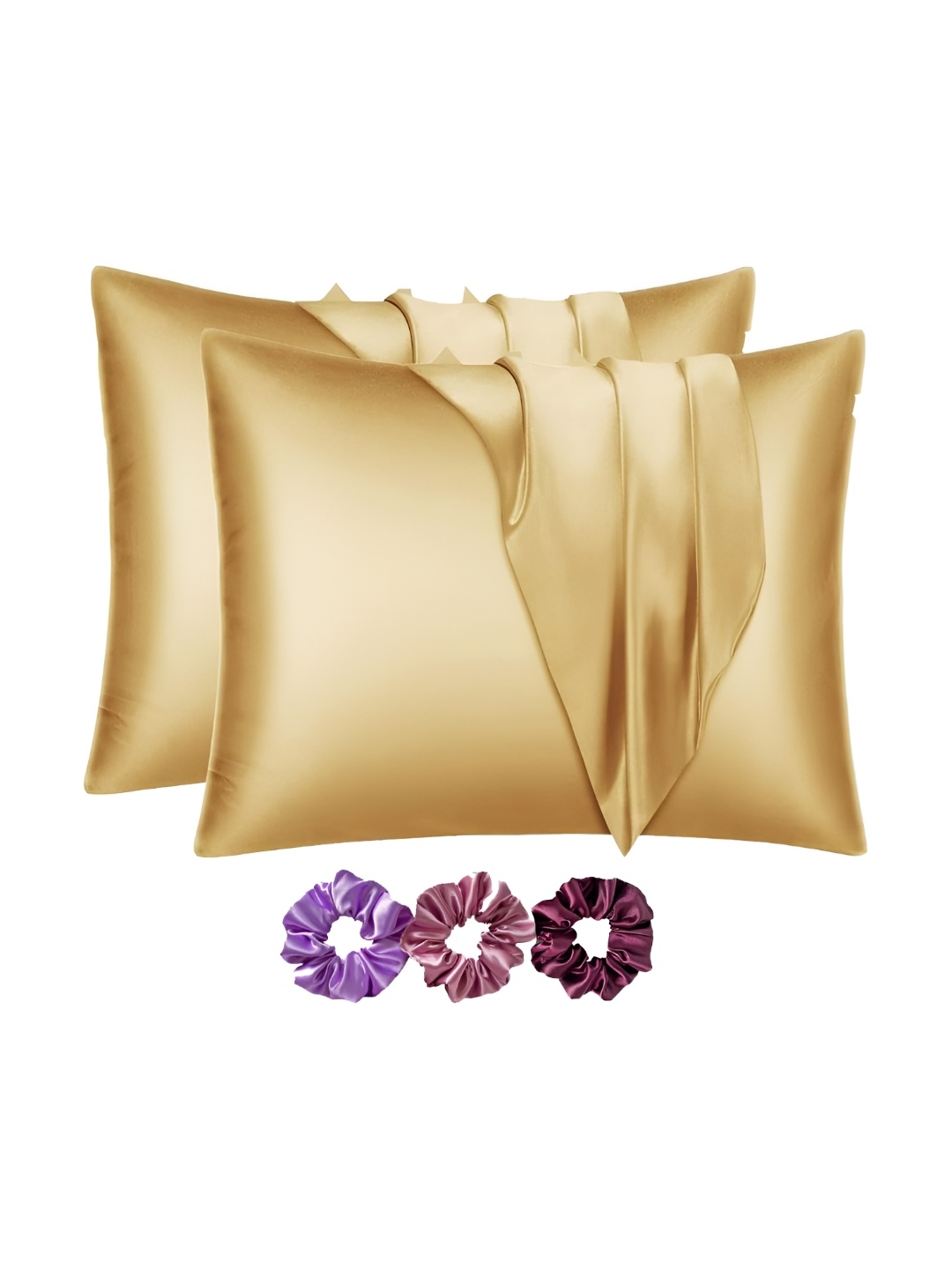 

DPK Tan 2 Pieces Satin Rectangle Pillow Covers