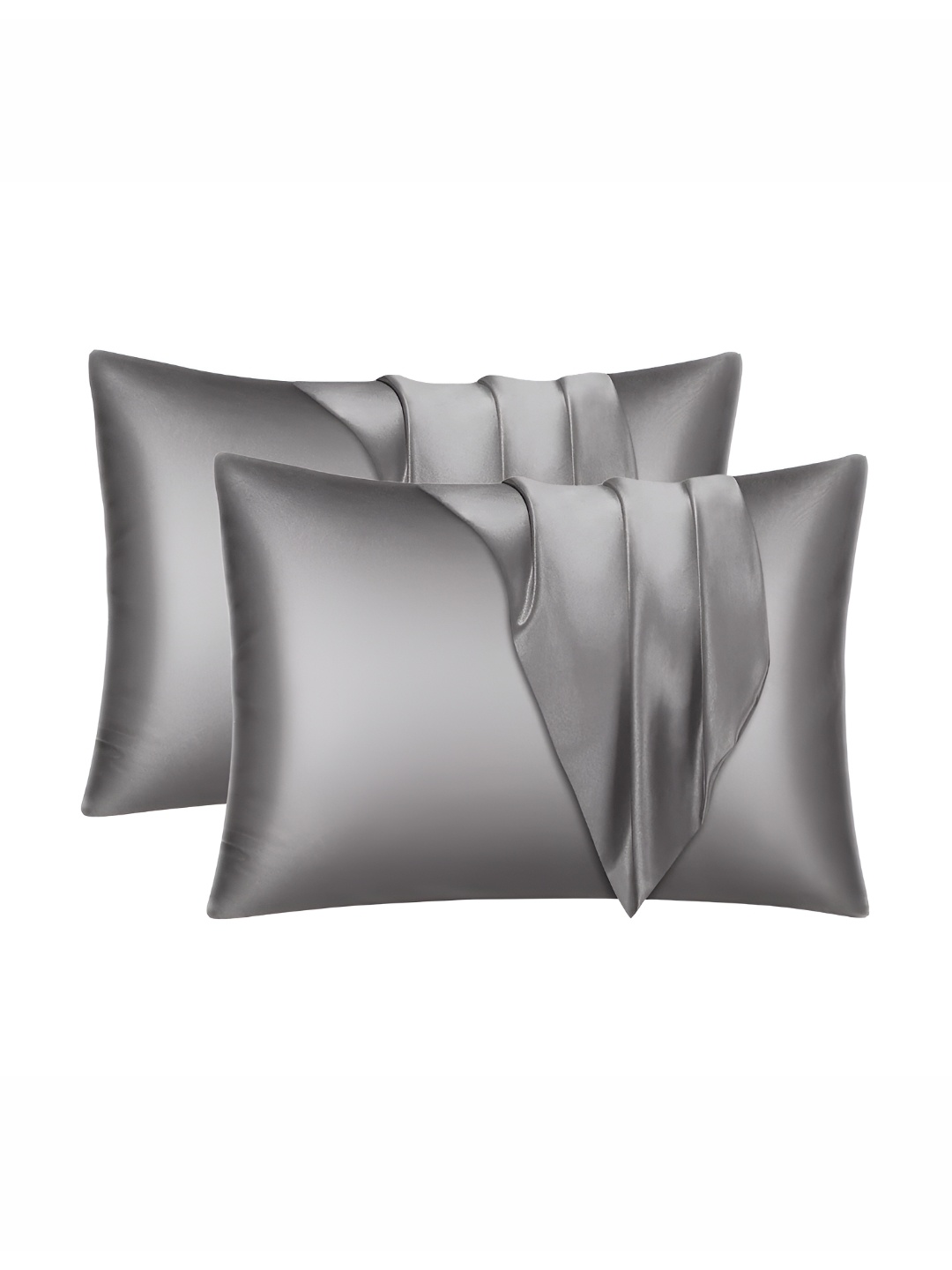 

DPK Silver-Toned 2 Pieces Satin Rectangle Pillow Covers