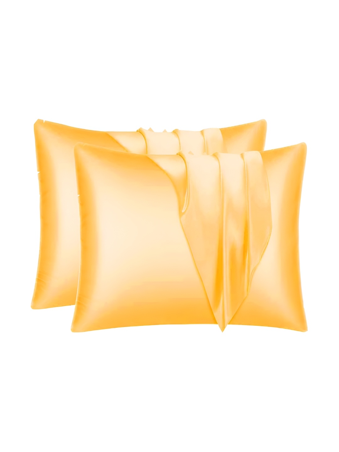 

DPK Golden Toned 2 Pieces Satin Rectangle Pillow Covers, Orange