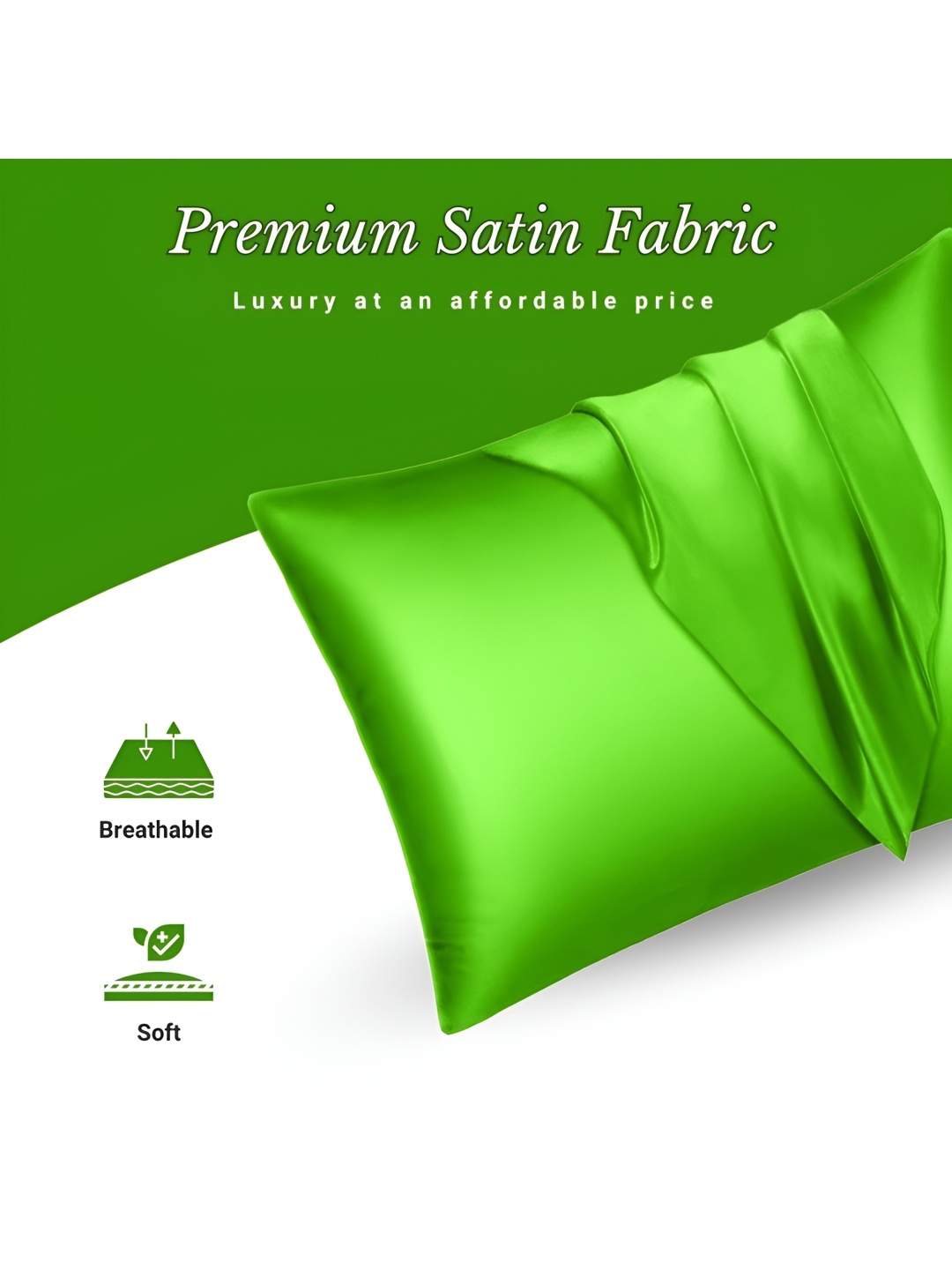 

DPK Green 2 Pieces Satin Rectangle Pillow Covers