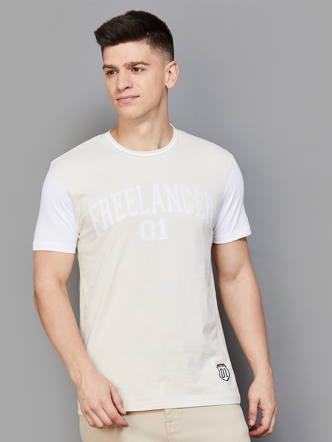 

Fame Forever by Lifestyle Typography Printed Round Neck Cotton T-shirt, Beige