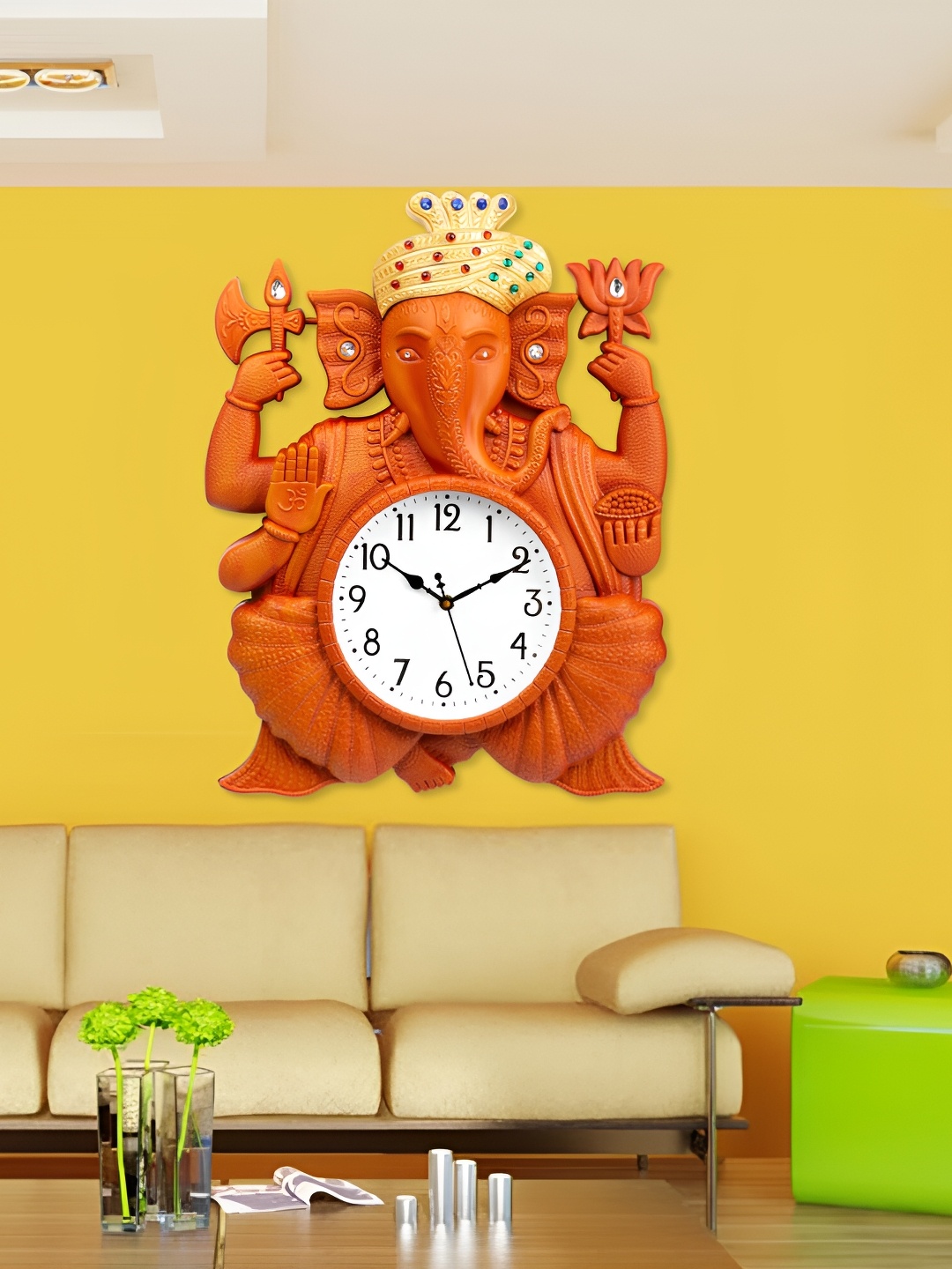 

Attractionz Orange Textured Round Traditional Wall Clock