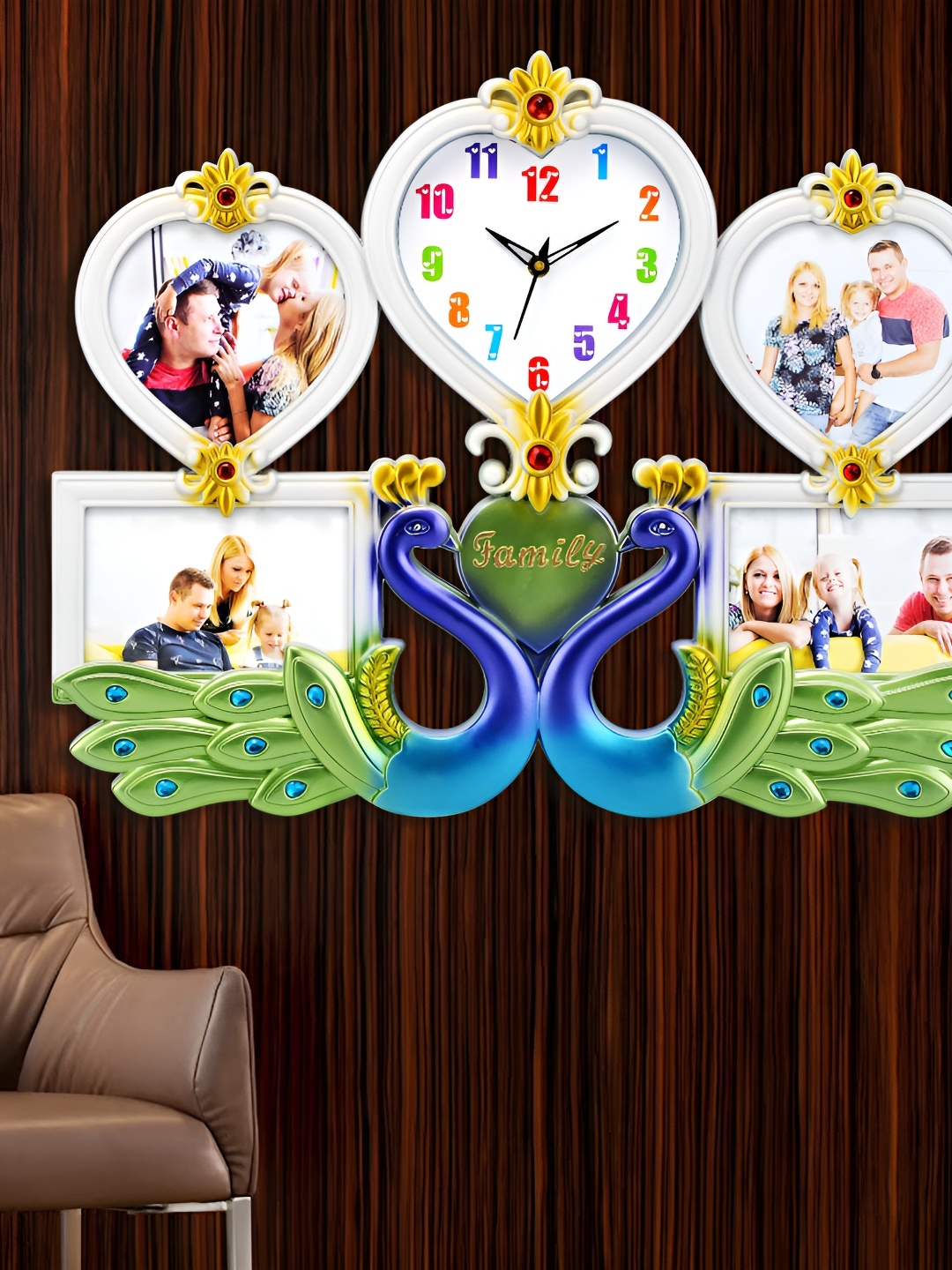 

Attractionz Green & Blue Peacock Contemporary Analogue Wall Clock