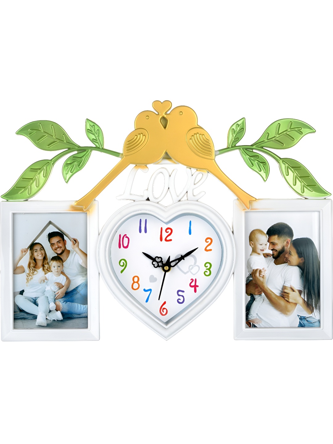 

Attractionz White & Green Heart-Shape Textured Analogue Contemporary Wall Clock