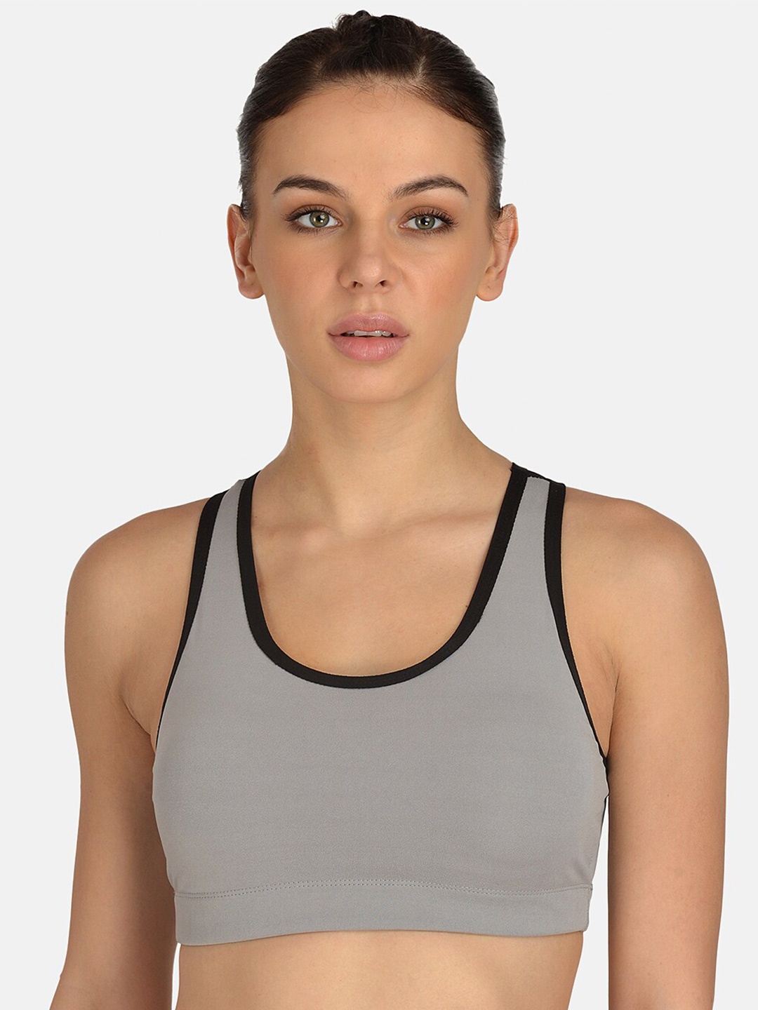 

mod & shy Full Coverage Lightly Padded Workout Bra With All Day Comfort, Grey