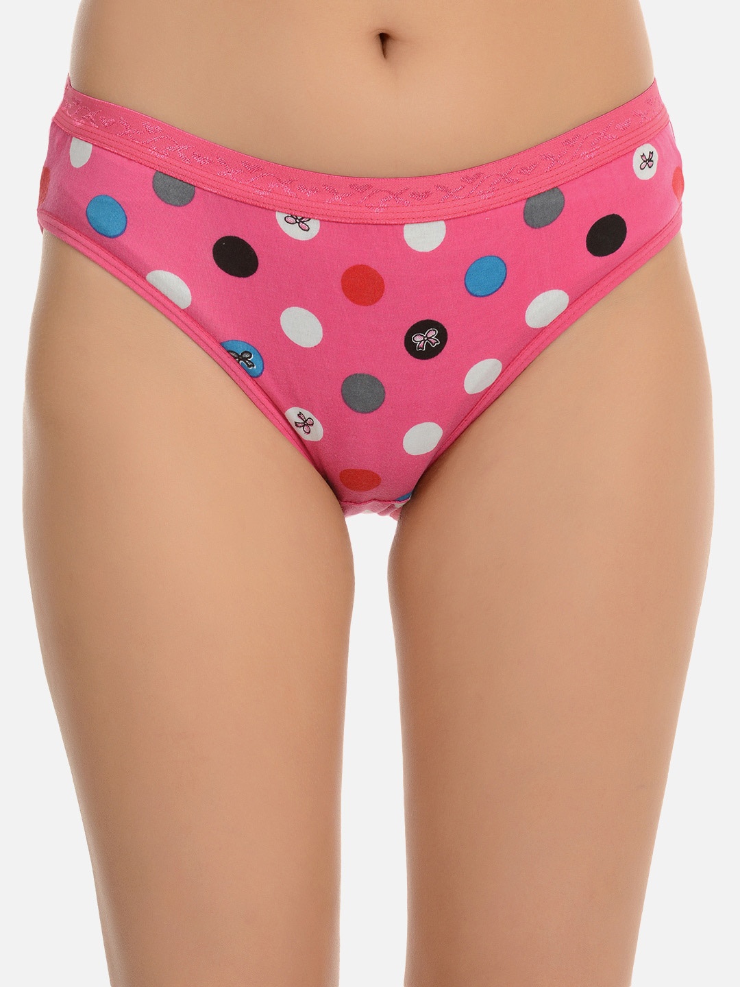 

mod & shy Polka Dot Printed Low-Rise Antimicrobial Basic Briefs, Pink