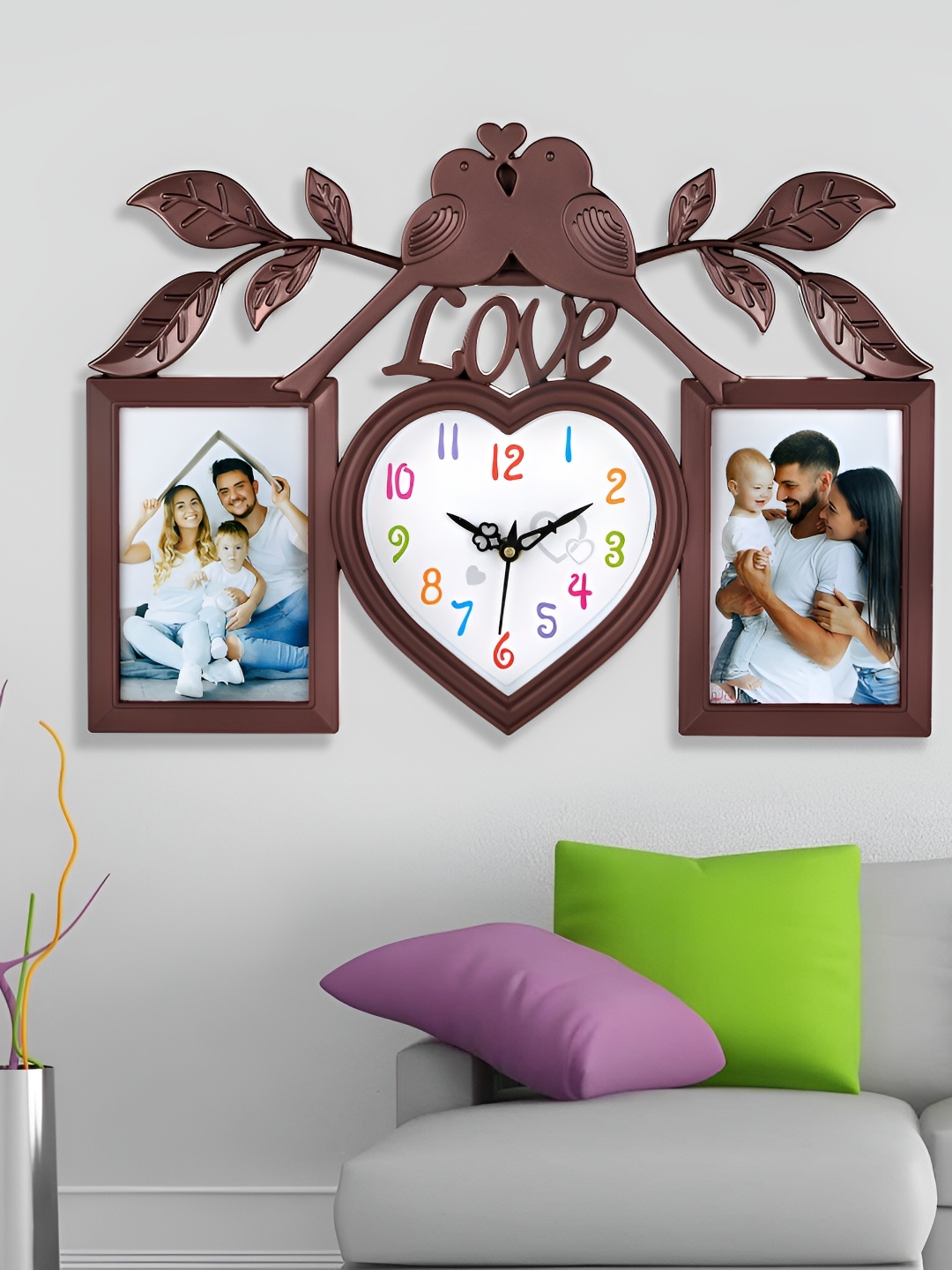 

Attractionz Brown Geometric Shaped Photo Frame Contemporary Analogue Wall Clock