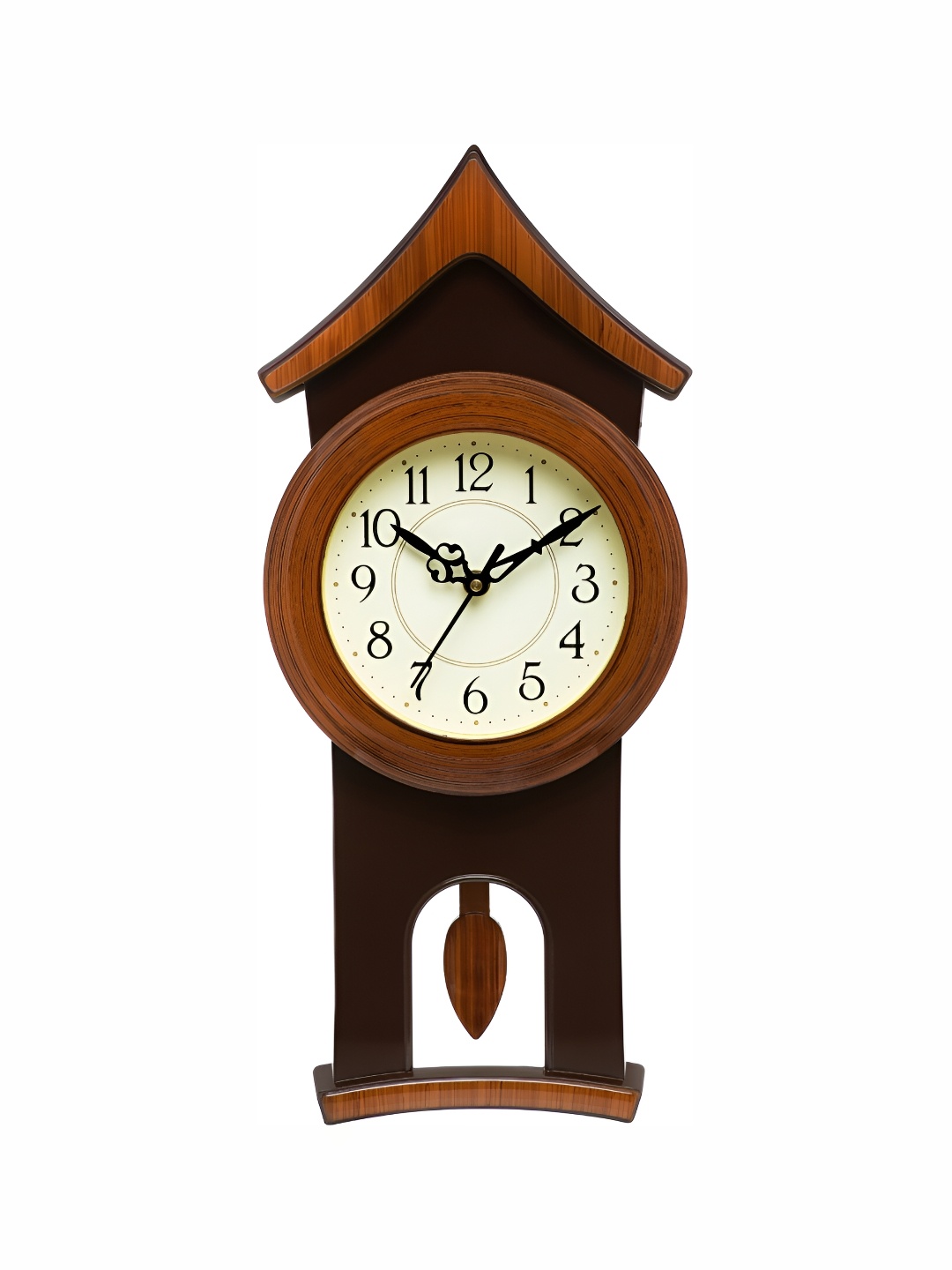 

Attractionz Brown Round Shaped Pendulum Contemporary Analogue Wall Clock
