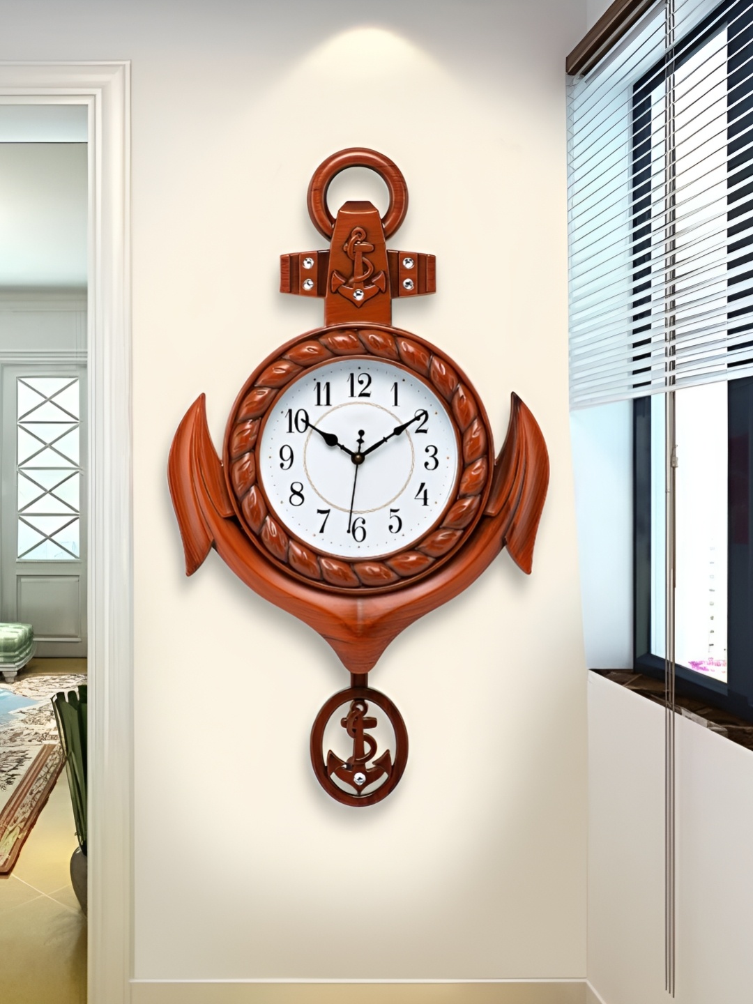 

Attractionz Brown and White Analogue Contemporary Wall Clock