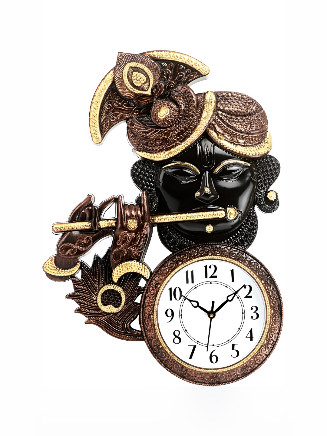

Attractionz Black & Brown Round Textured Analogue Contemporary Wall Clock