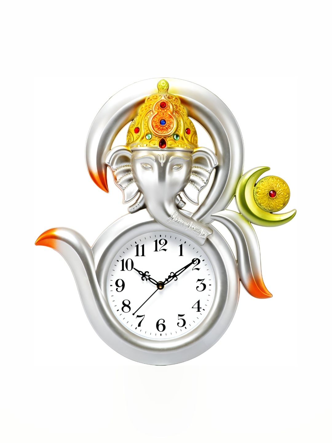 

Attractionz SilverToned and White Analogue Traditional Wall Clock, Silver