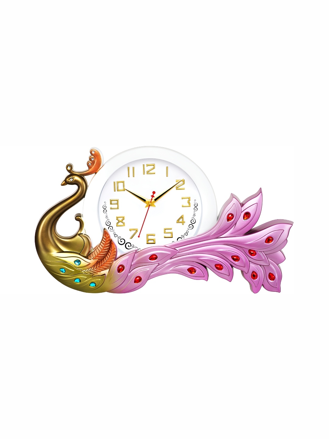 

Attractionz Purple Yellow Textured Analog Round Contemporary Wall Clock, Pink