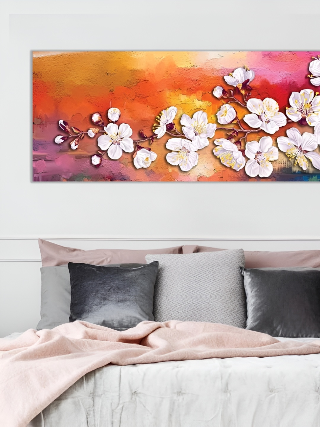 

masstone White & Pink Floral Painting Wooden Wall Art