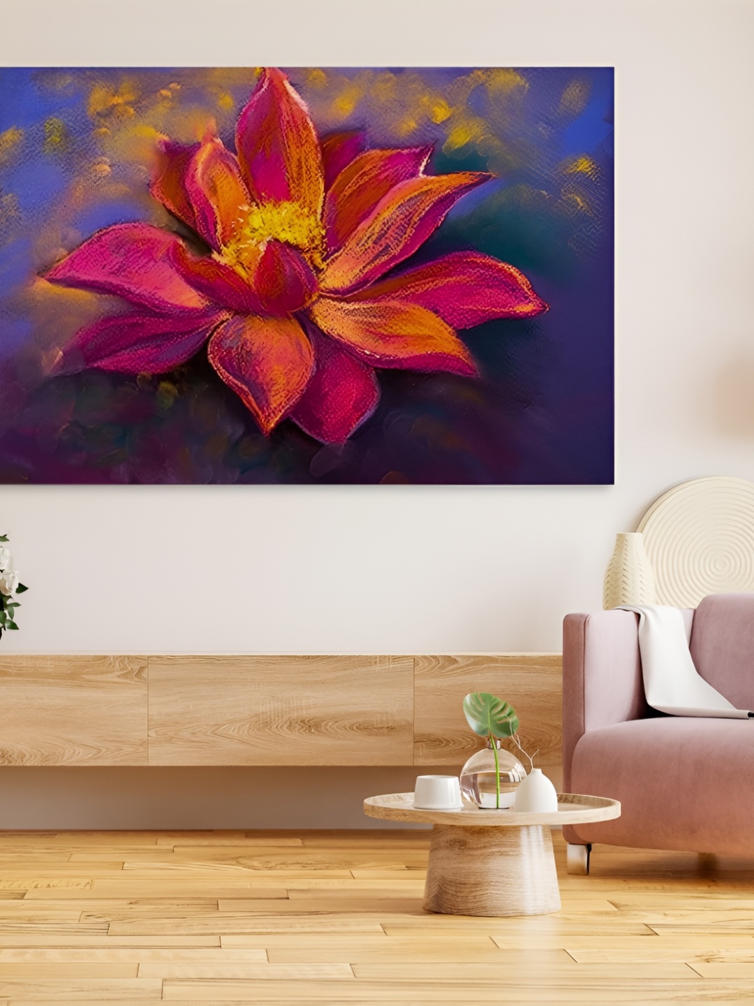 

masstone Pink Blue Floral Paintings Wall Art