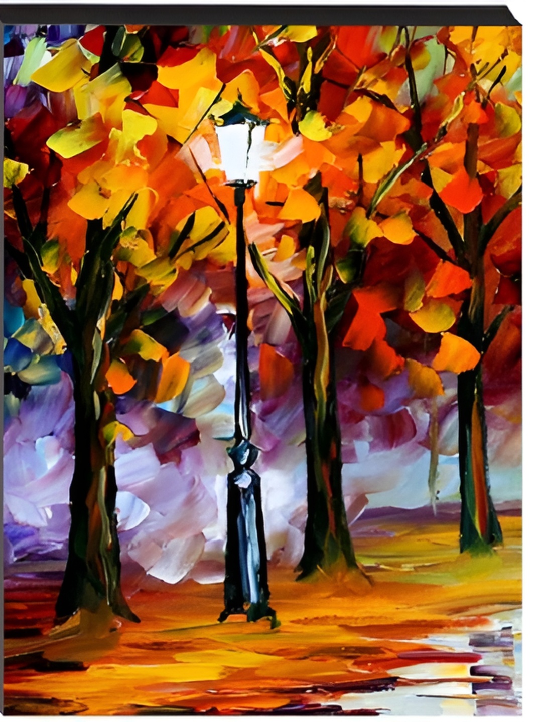 

masstone Yellow 3 Pieces Romantic Couple Forest Street View Wall Art
