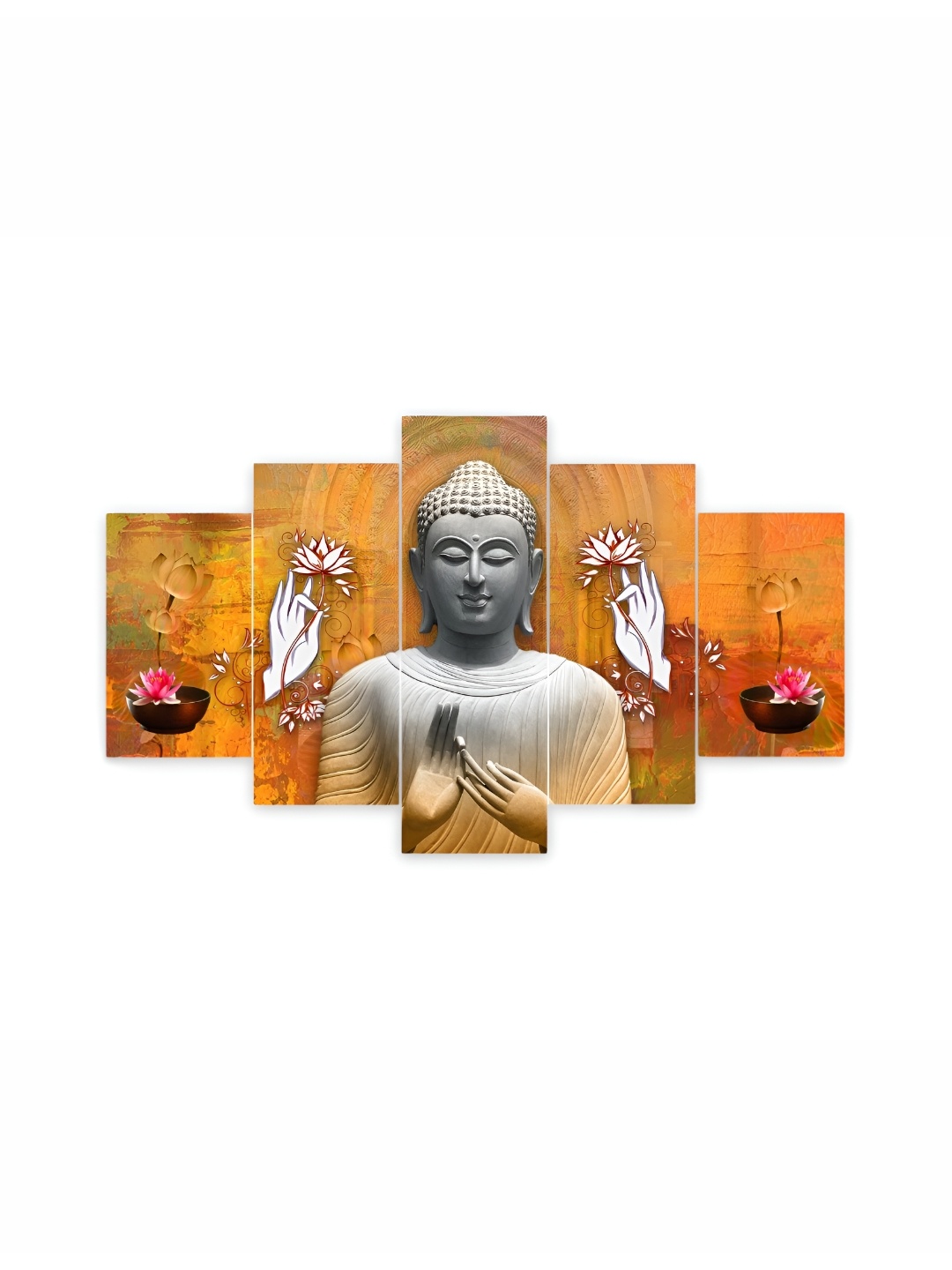 

masstone Yellow & Grey 5 Pieces Religious Wooden Wall Art