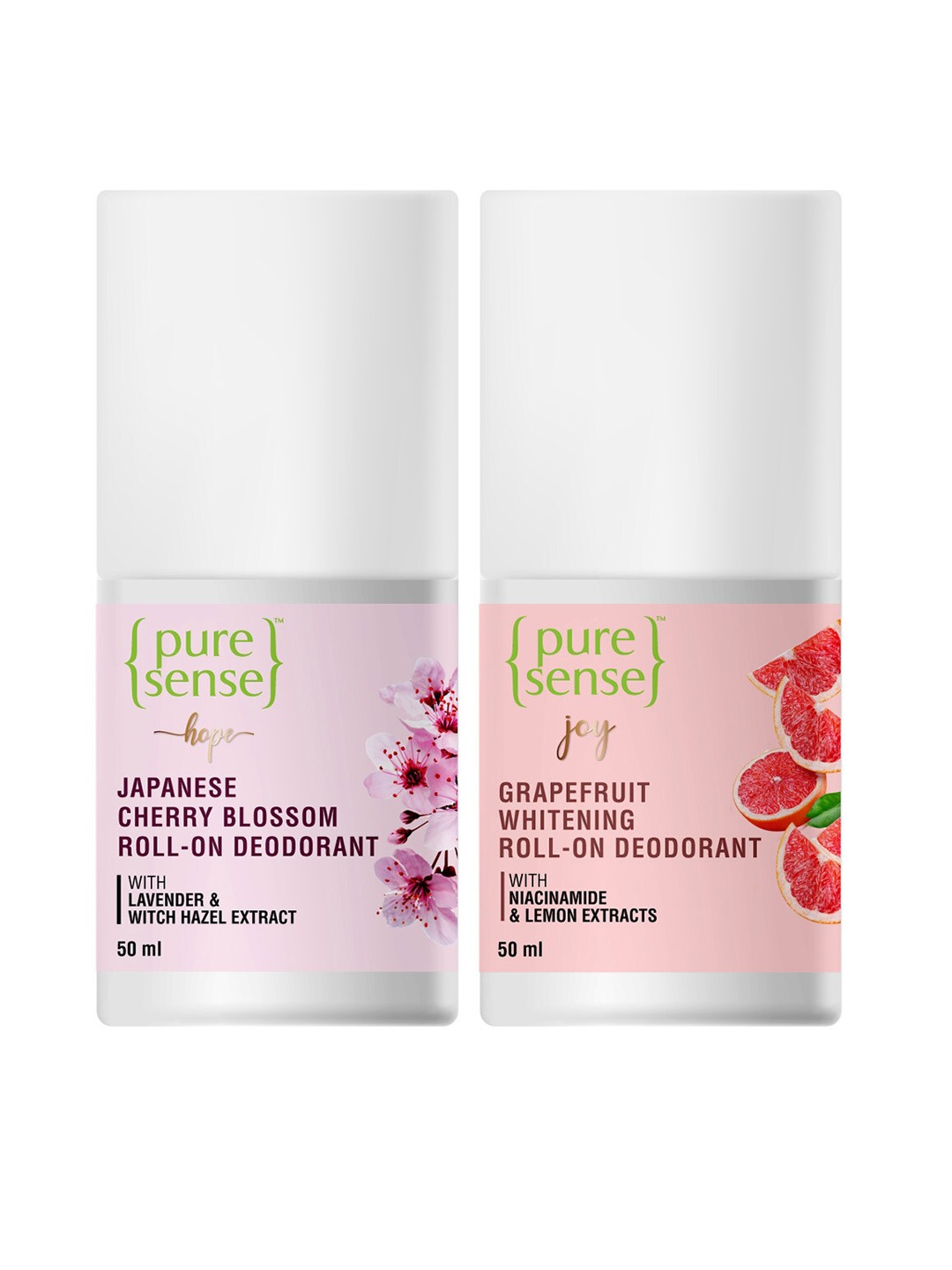 

Pure Sense Women Joy Grapefruit Whitening & Hope Japanese Cherry Blossom Roll On-50ml Each, Na