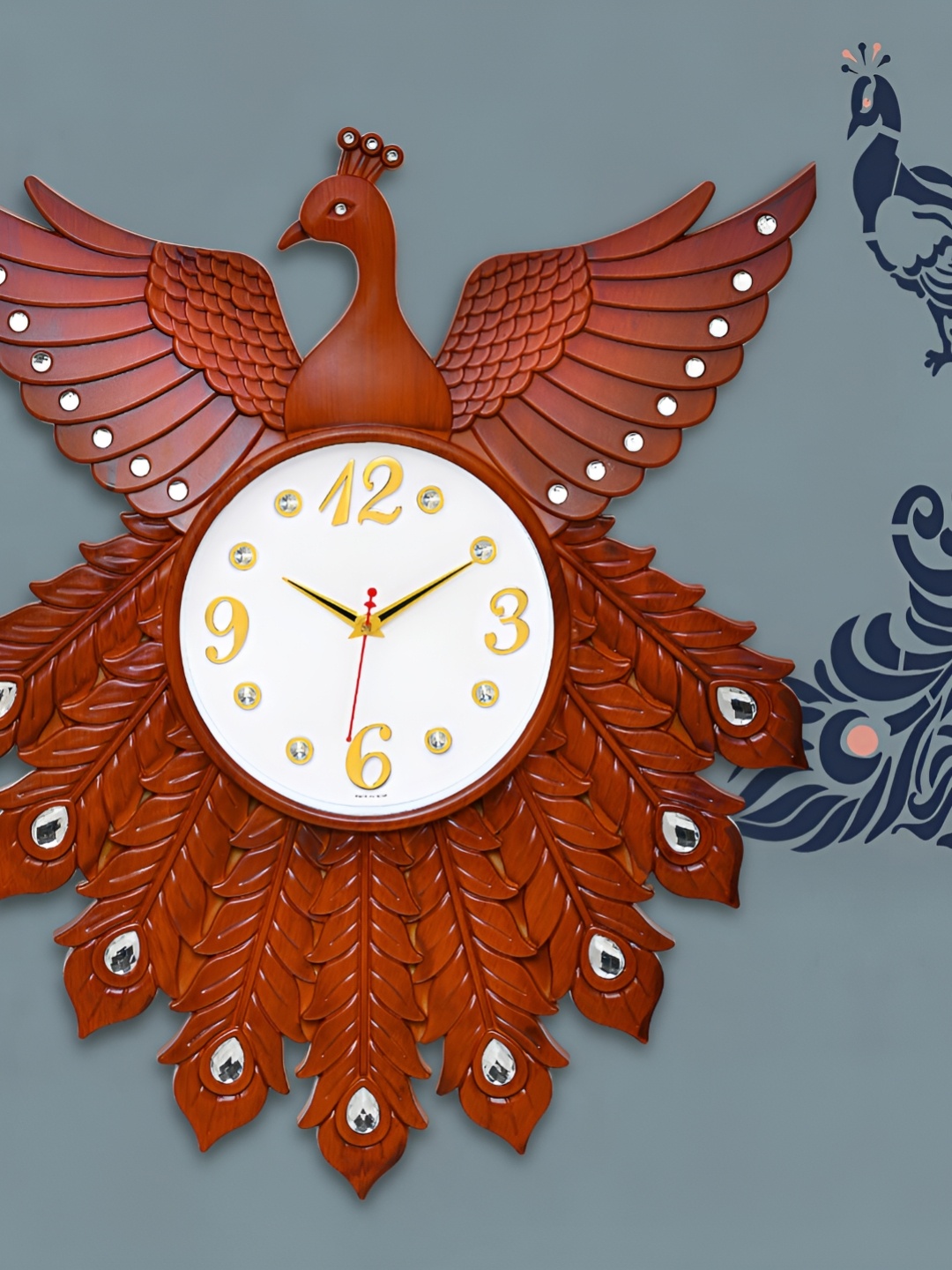 

Attractionz Brown Peacock Round Shaped Contemporary Analogue Wall Clock