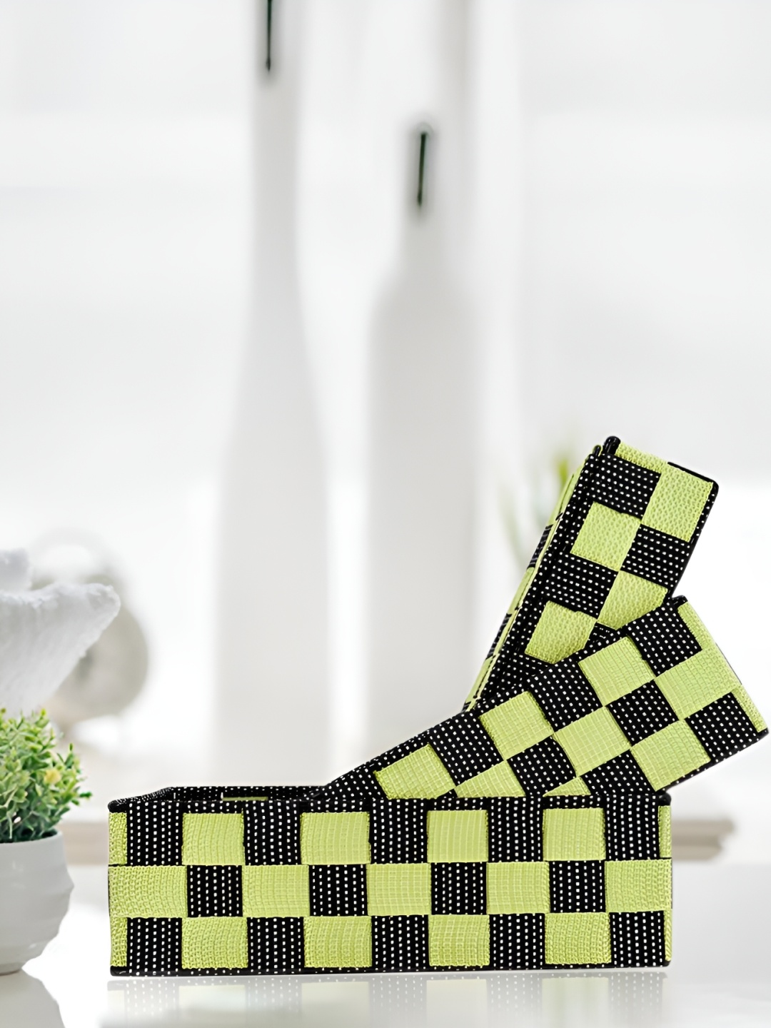 

Kookee Green & Black 3Pcs Checked Multi-Utility Organisers