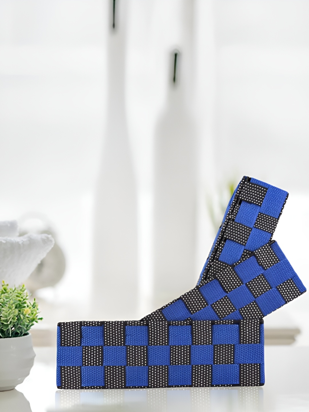 

Kookee Blue & Black 3 Pieces Checked Polypropylene Multi-Utility Organisers