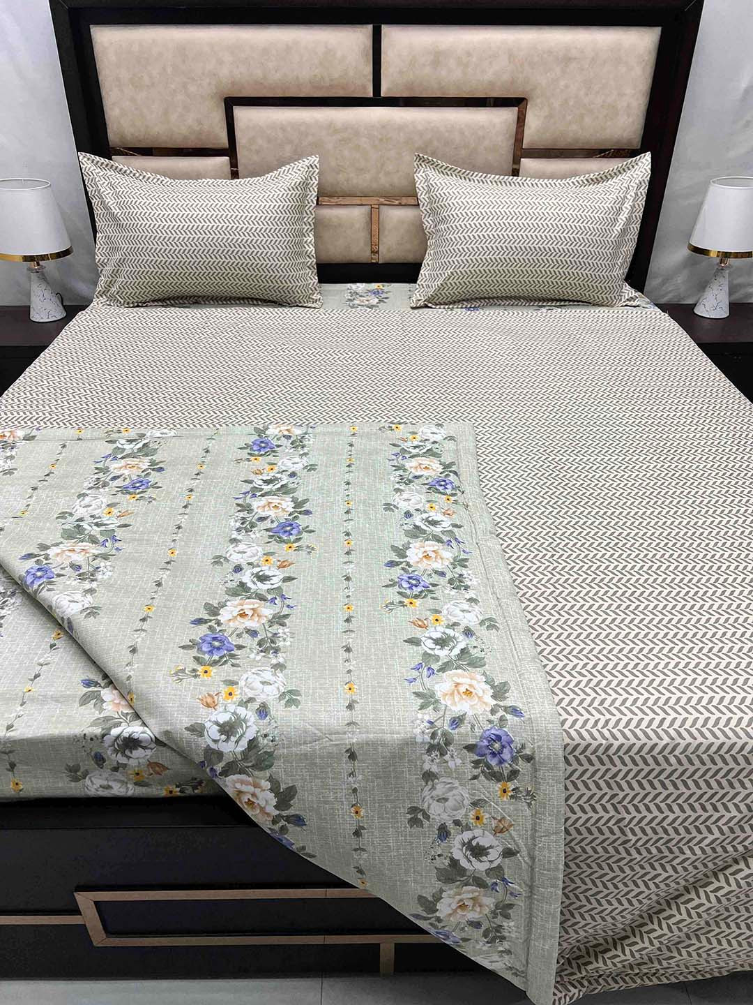 

Pure Decor White 4 Pieces Cotton King Comforter & Double Bedsheet With Pillow Covers
