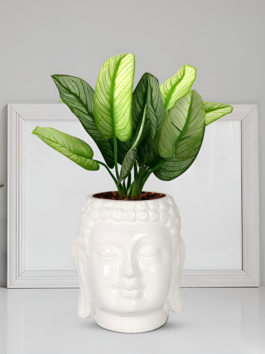 

LASAKI White Buddha Textured Ceramic Planter