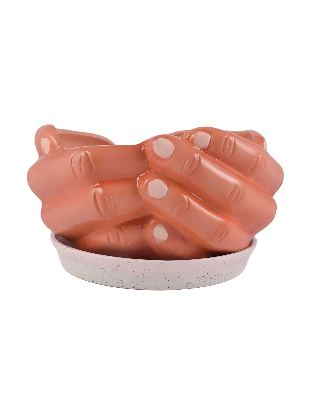 

LASAKI Nude & White Ceramic Hand With Tray Planter