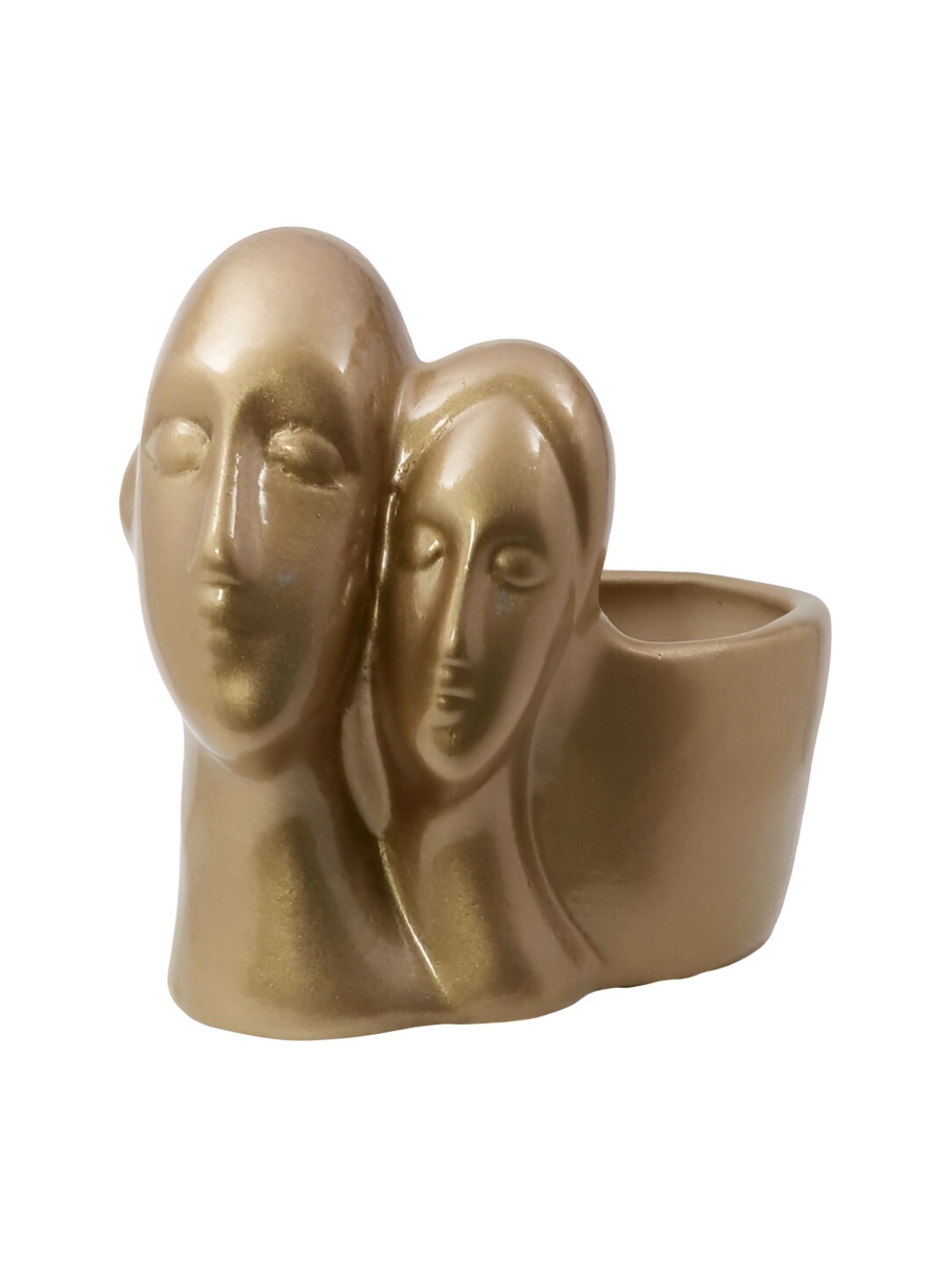 

LASAKI Gold Toned Textured Ceramic Planter