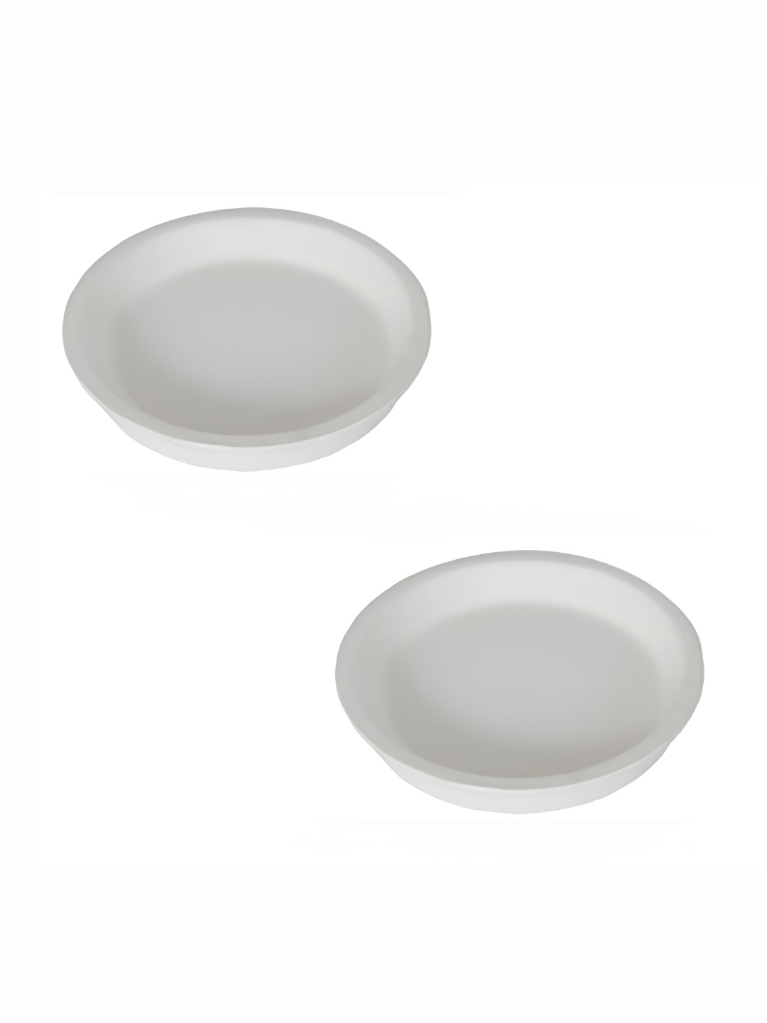 

LASAKI White 2 Pieces Round Ceramic Planter Trays