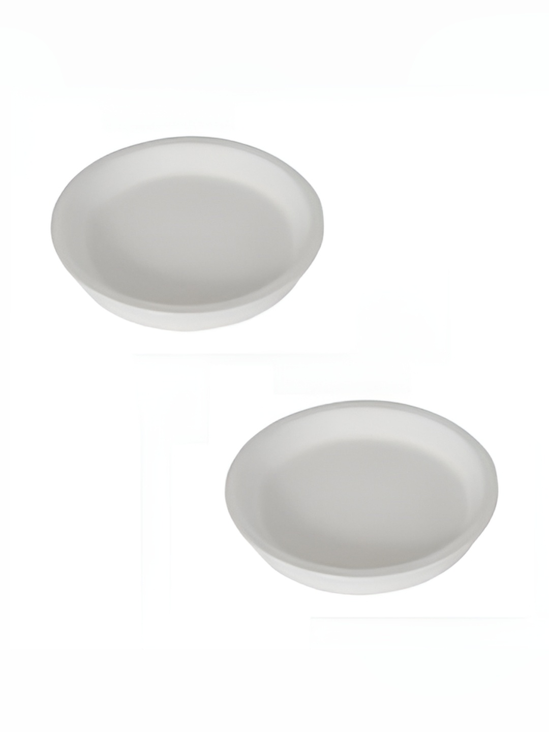 

LASAKI White 2pcs Round Ceramic Planter Trays