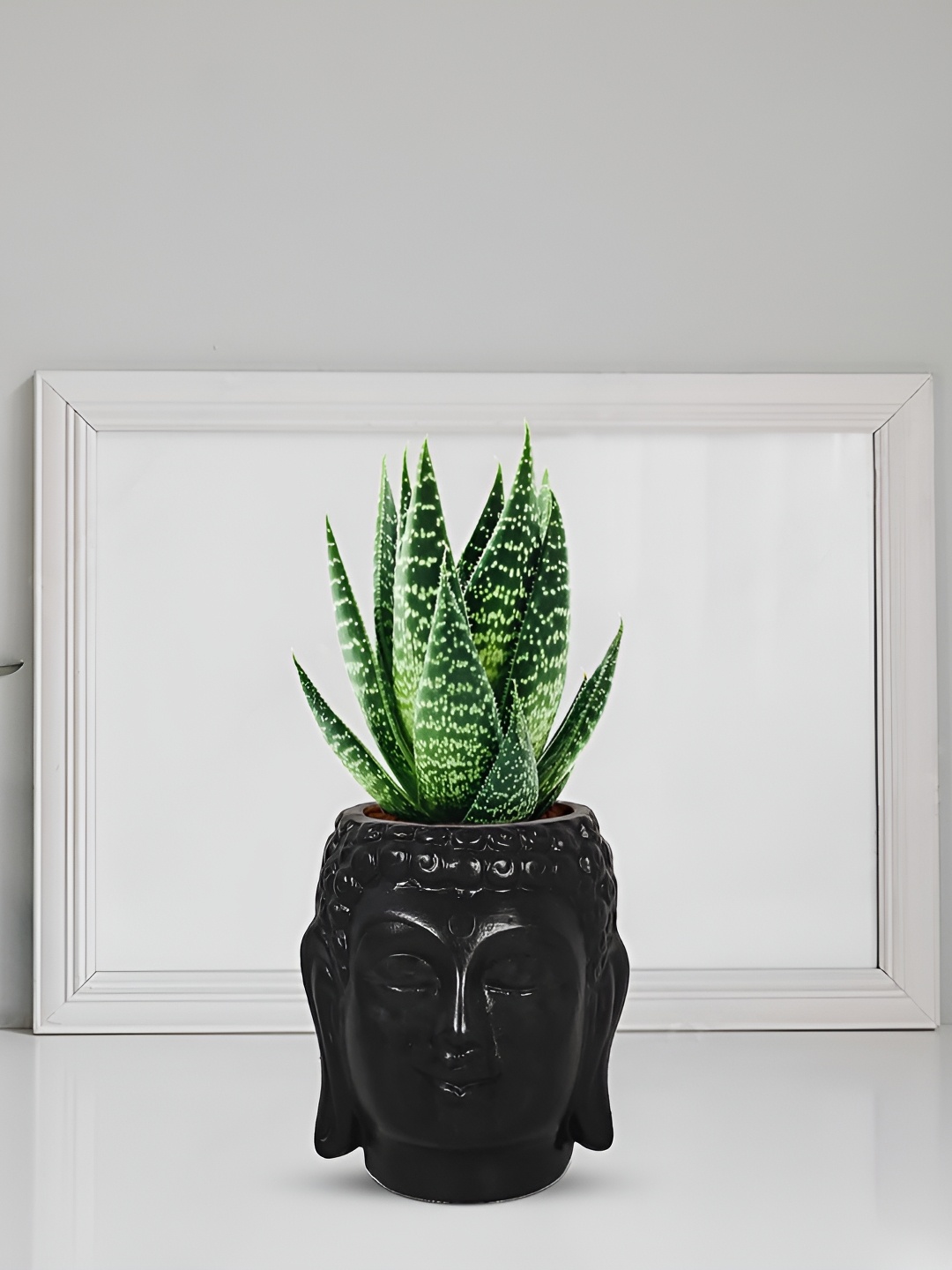 

LASAKI Black Buddha Textured Ceramic Planter