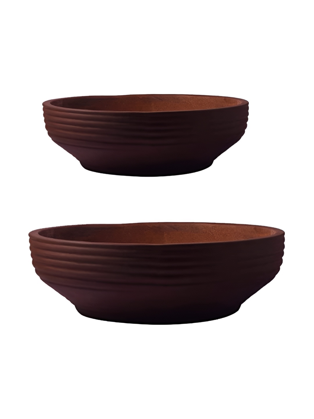 

LASAKI Truffle Brown 2 Pieces Textured Ceramic Planter, Copper
