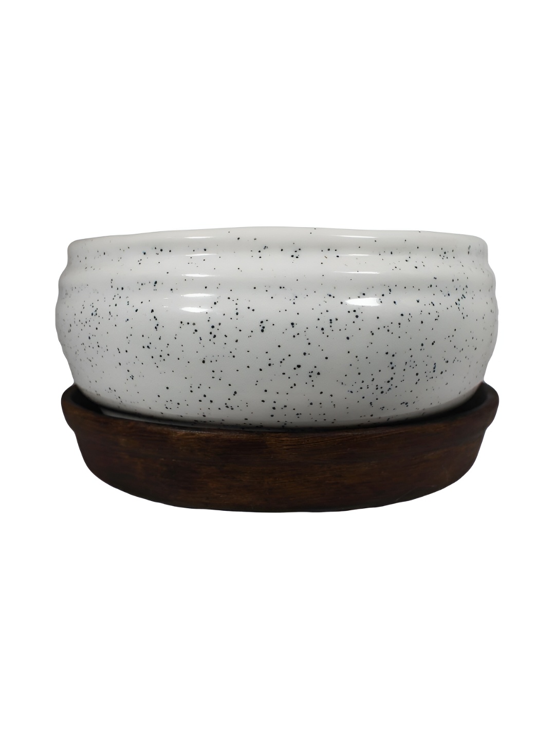 

LASAKI White 2 Pieces Textured Ceramic Planter With Plate