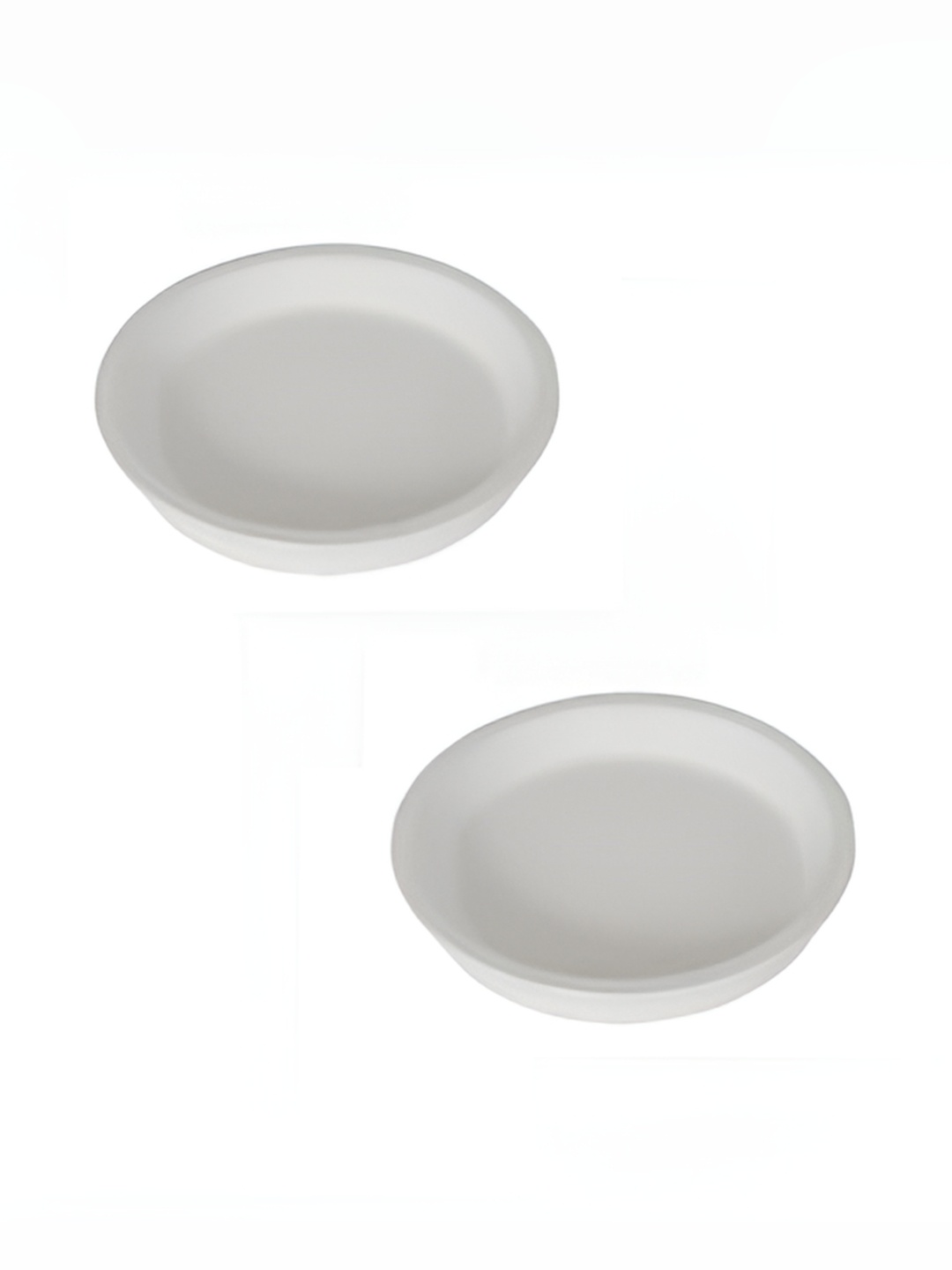 

LASAKI 2 Pieces White Round Ceramic Pot Trays