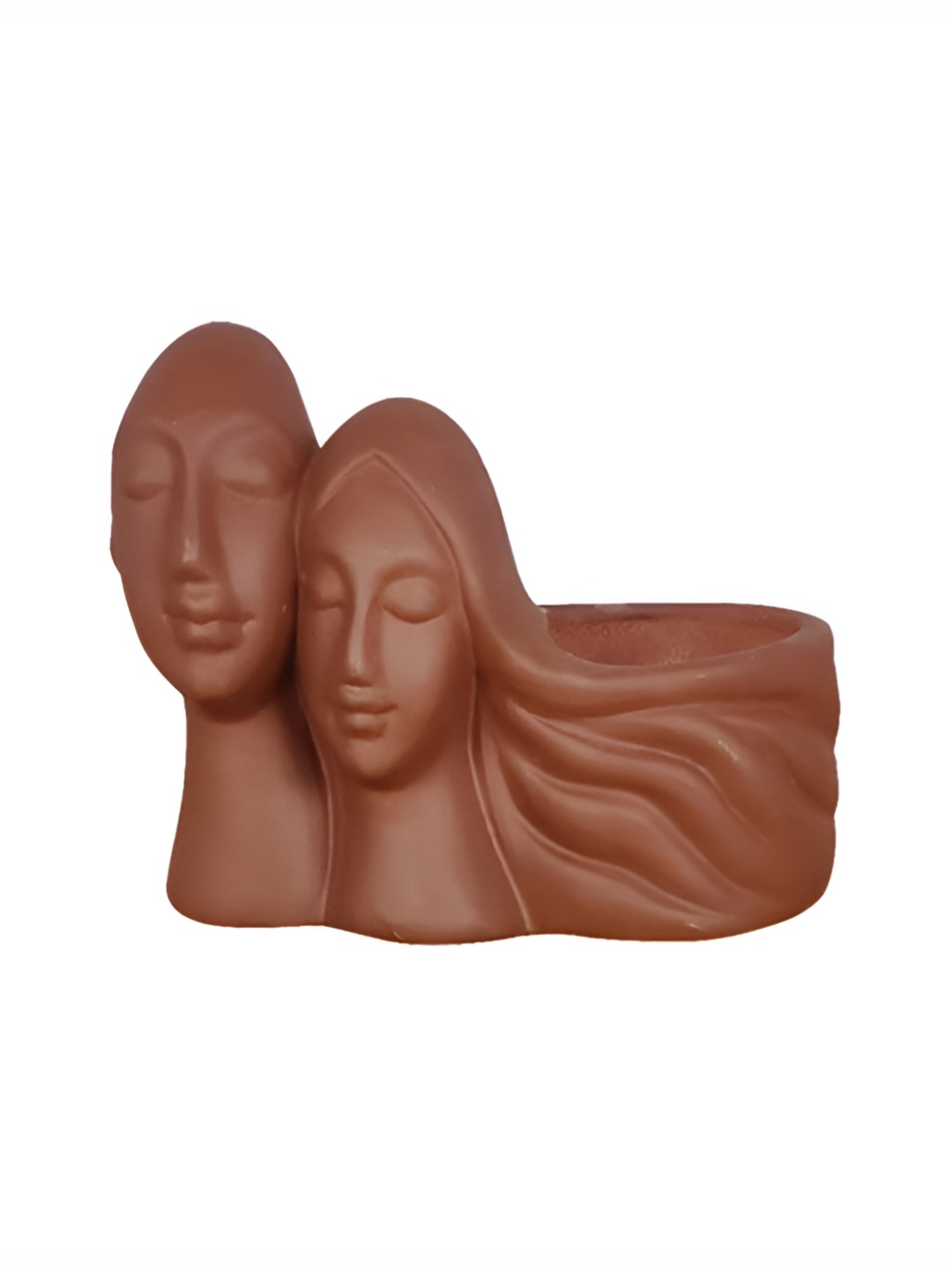 

LASAKI Brown Textured Ceramic Couple Planter