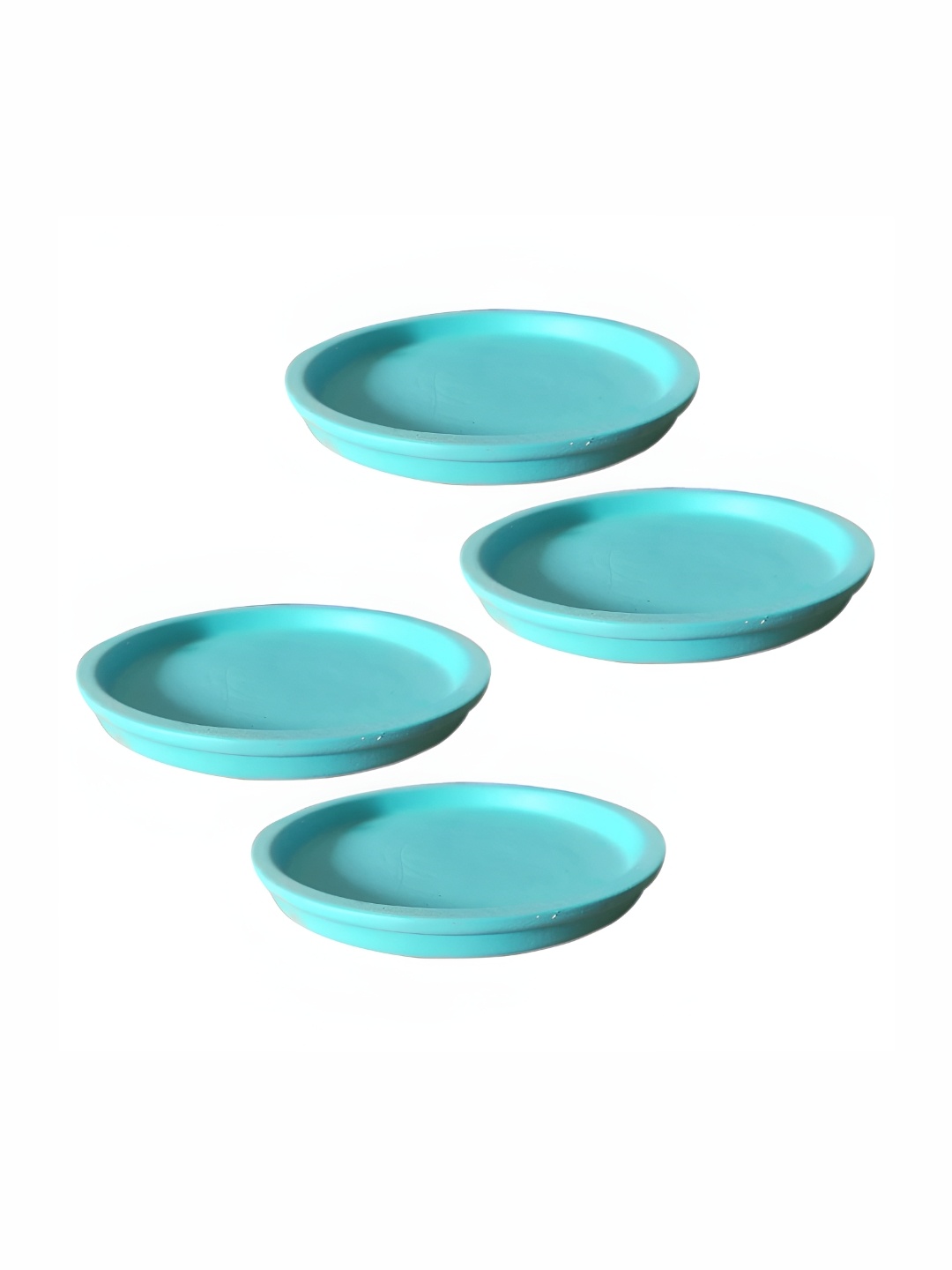 

LASAKI 4 Pieces Blue Round Ceramic Pot Trays