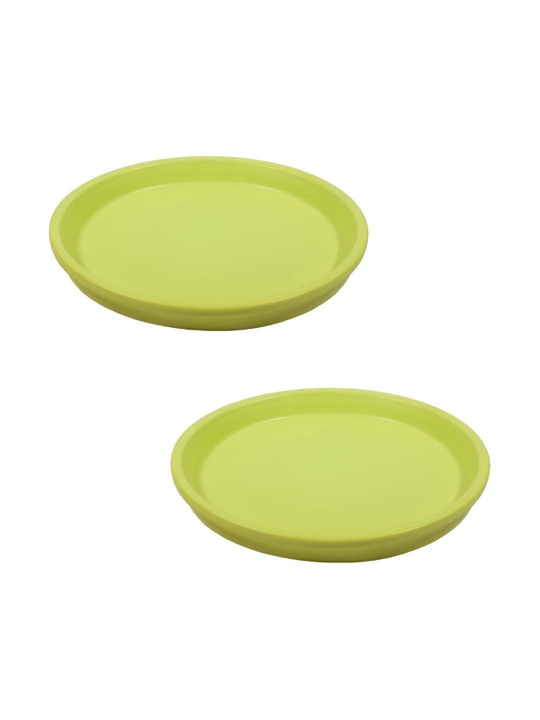 

LASAKI 2 Pieces Lime Green Round Ceramic Pot Trays