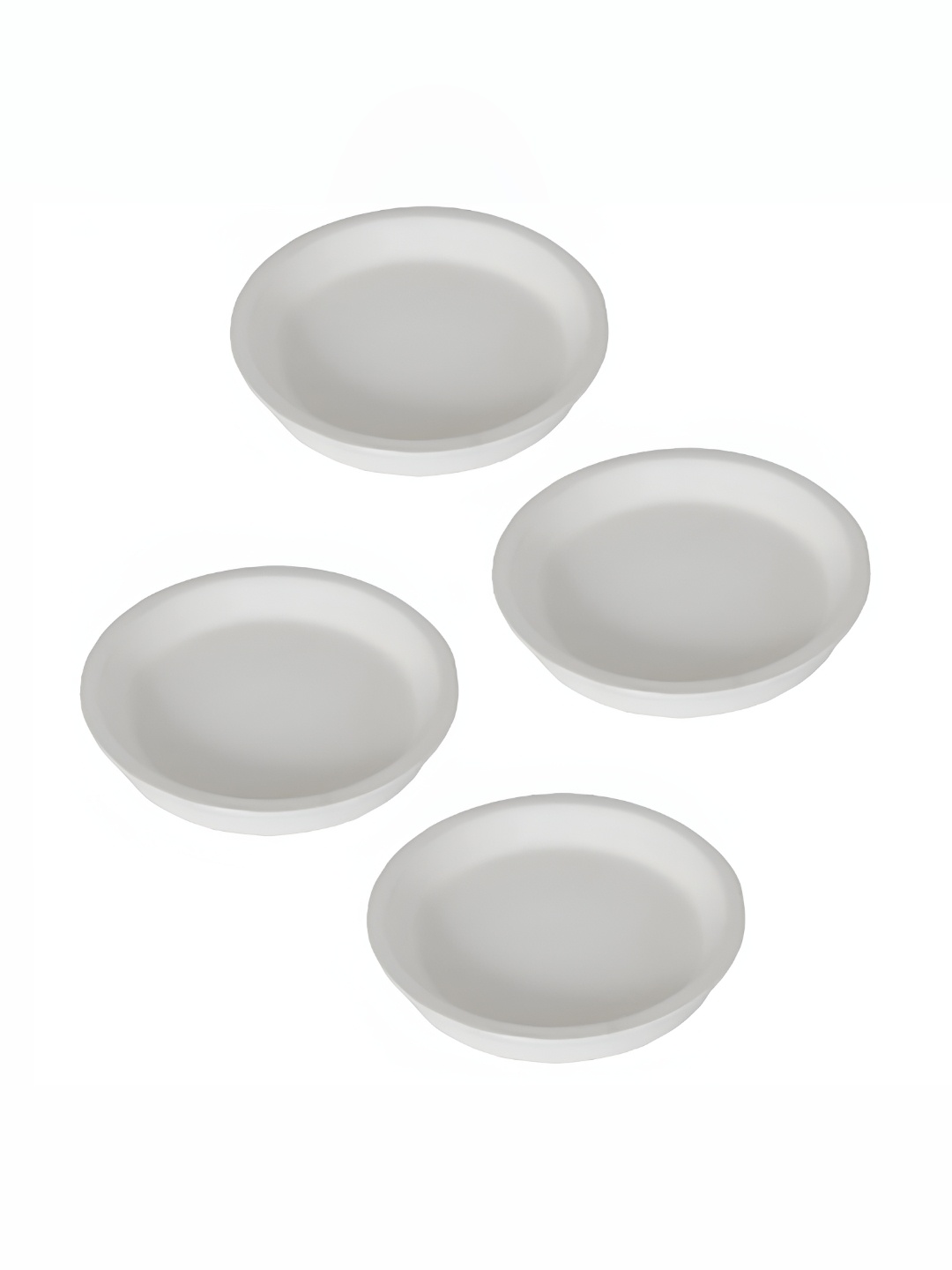 

LASAKI 4 Pieces White Round Ceramic Pot Trays