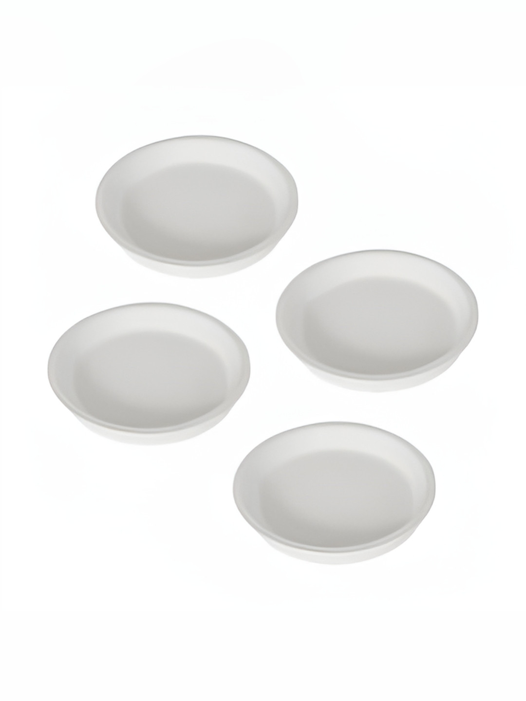 

LASAKI 4 Pieces White Round Ceramic Pot Trays