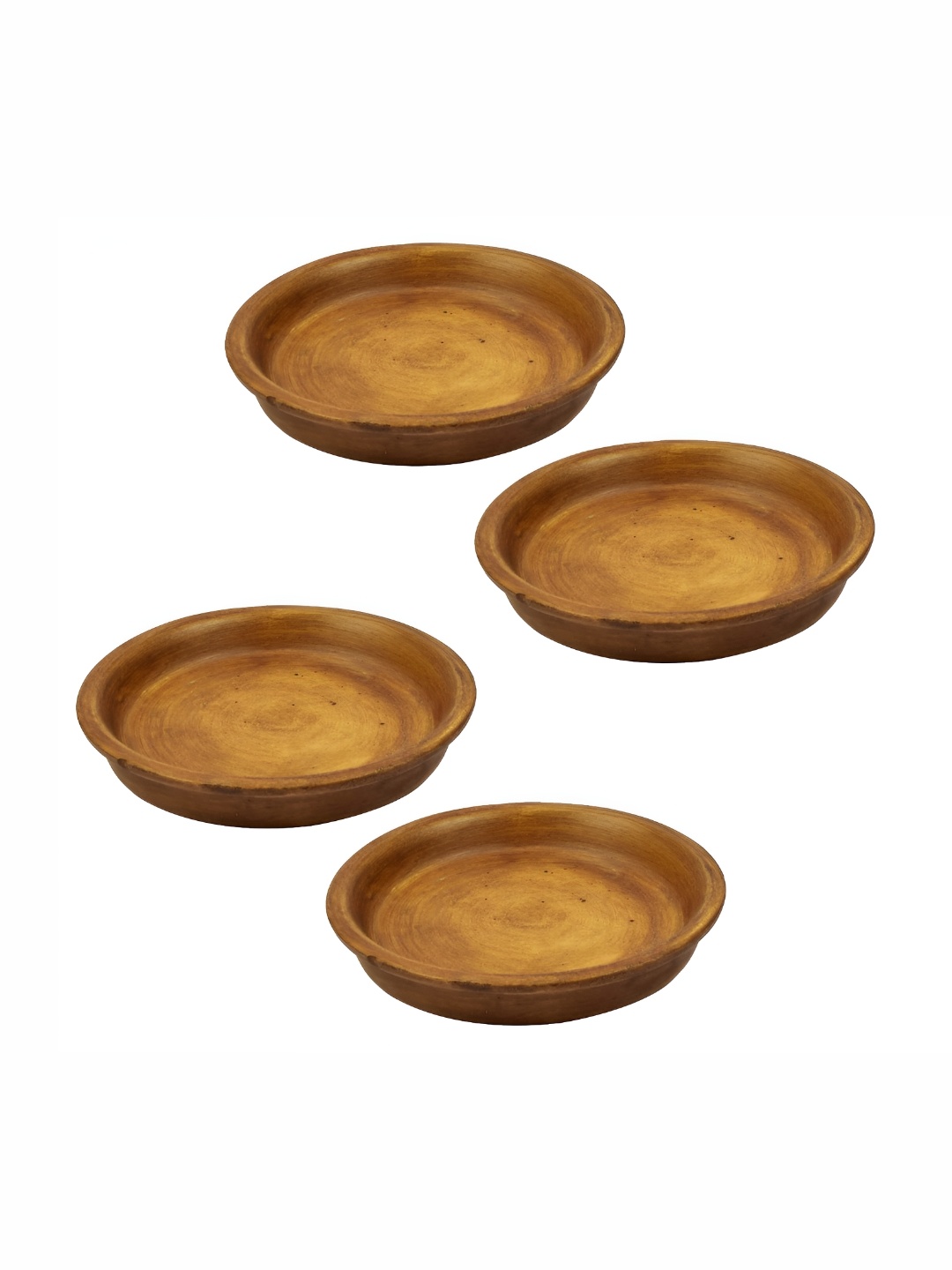 

LASAKI 4 Pieces Brown Round Truffle Ceramic Pot Trays