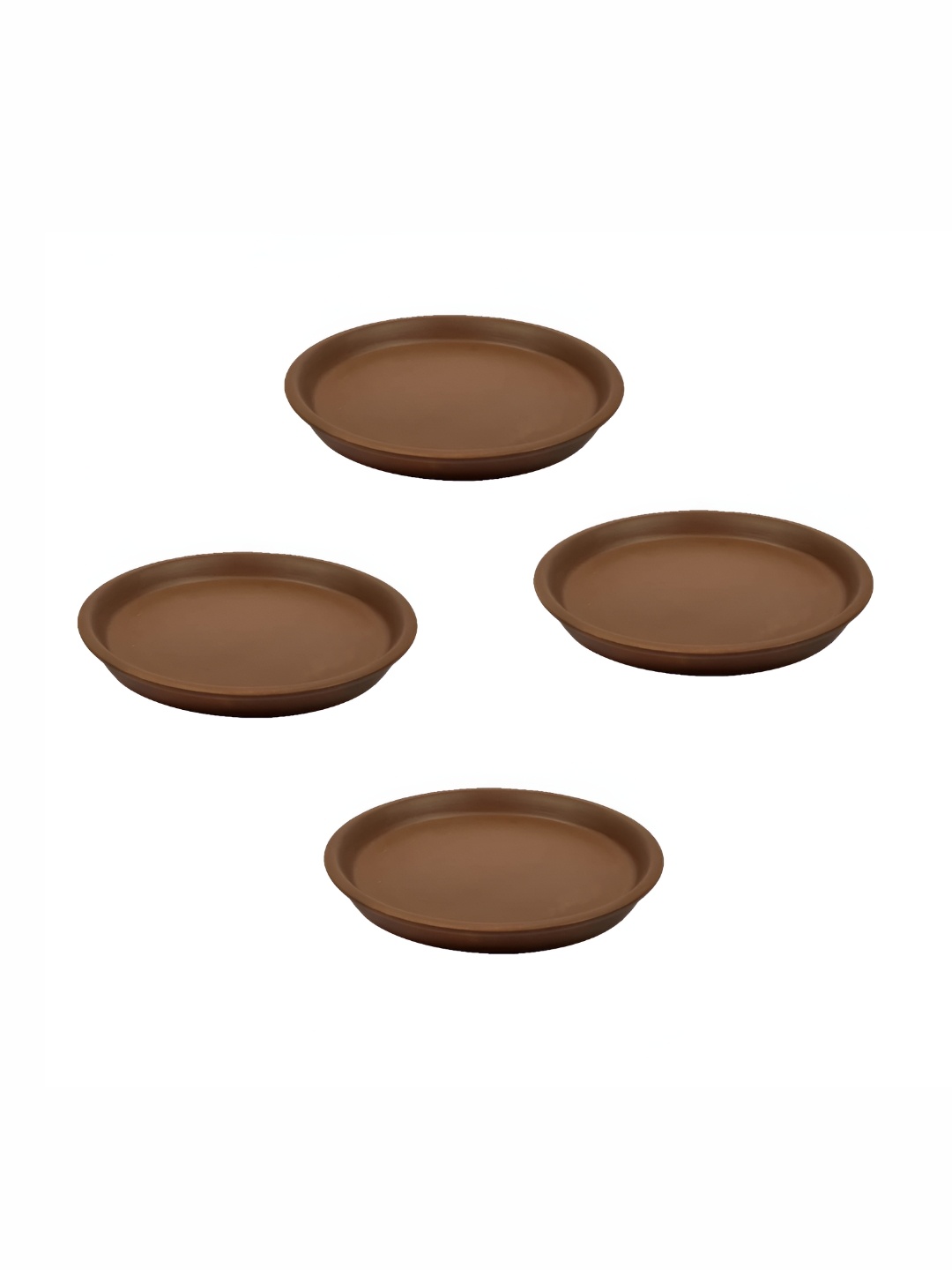 

LASAKI 4 Pieces Brown Round Truffle Ceramic Pot Trays