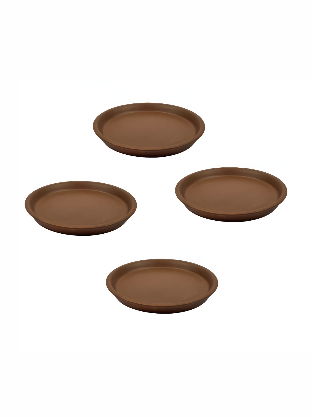

LASAKI 4 Pieces Brown Round Truffle Ceramic Pot Trays
