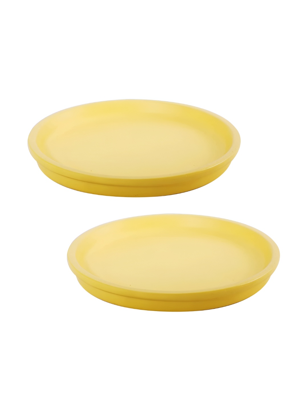 

LASAKI 2 Pieces Yellow Round Truffle Ceramic Pot Trays