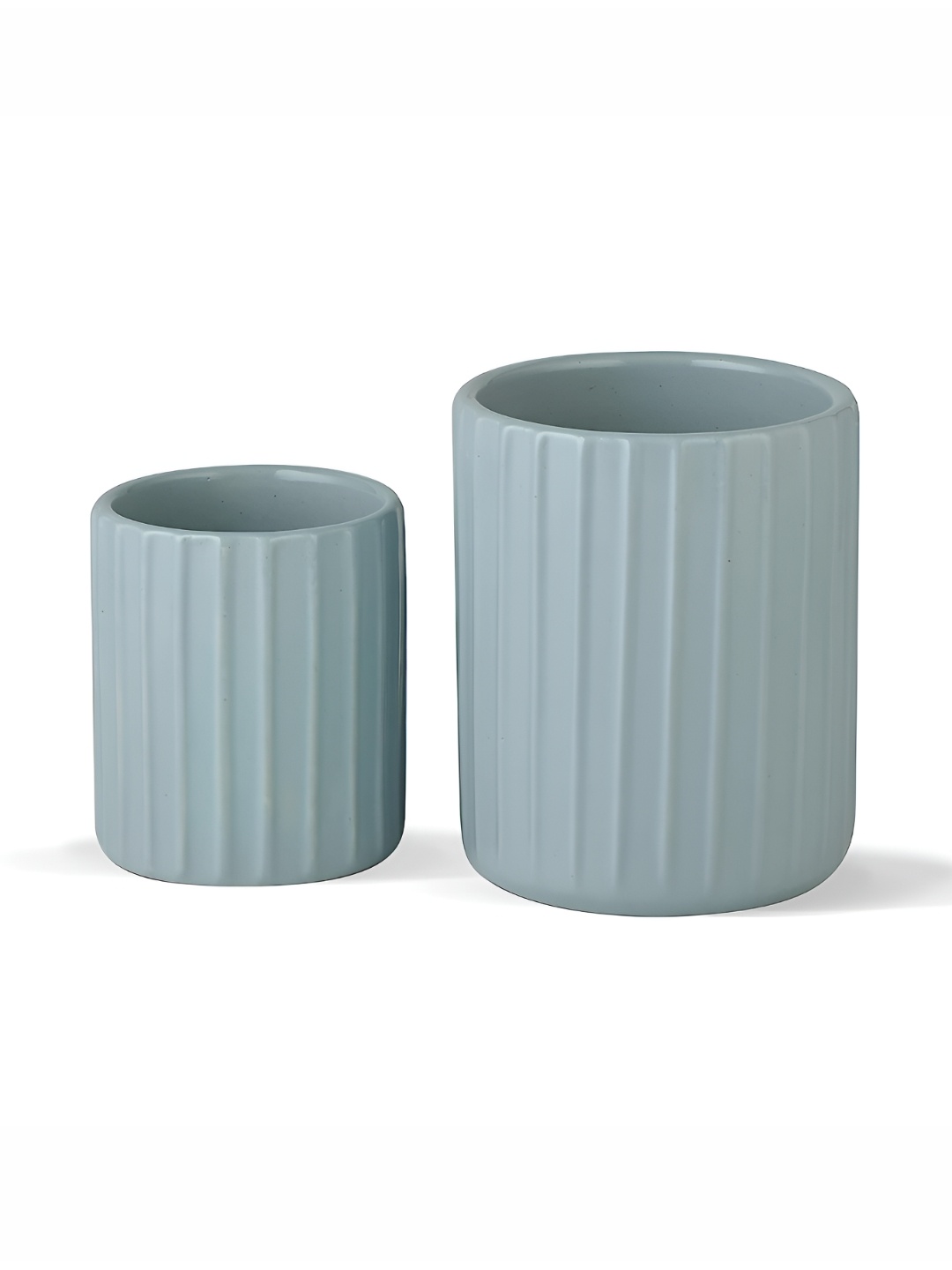 

LASAKI Grey 2Pcs Textured Ceramic Herb Planters