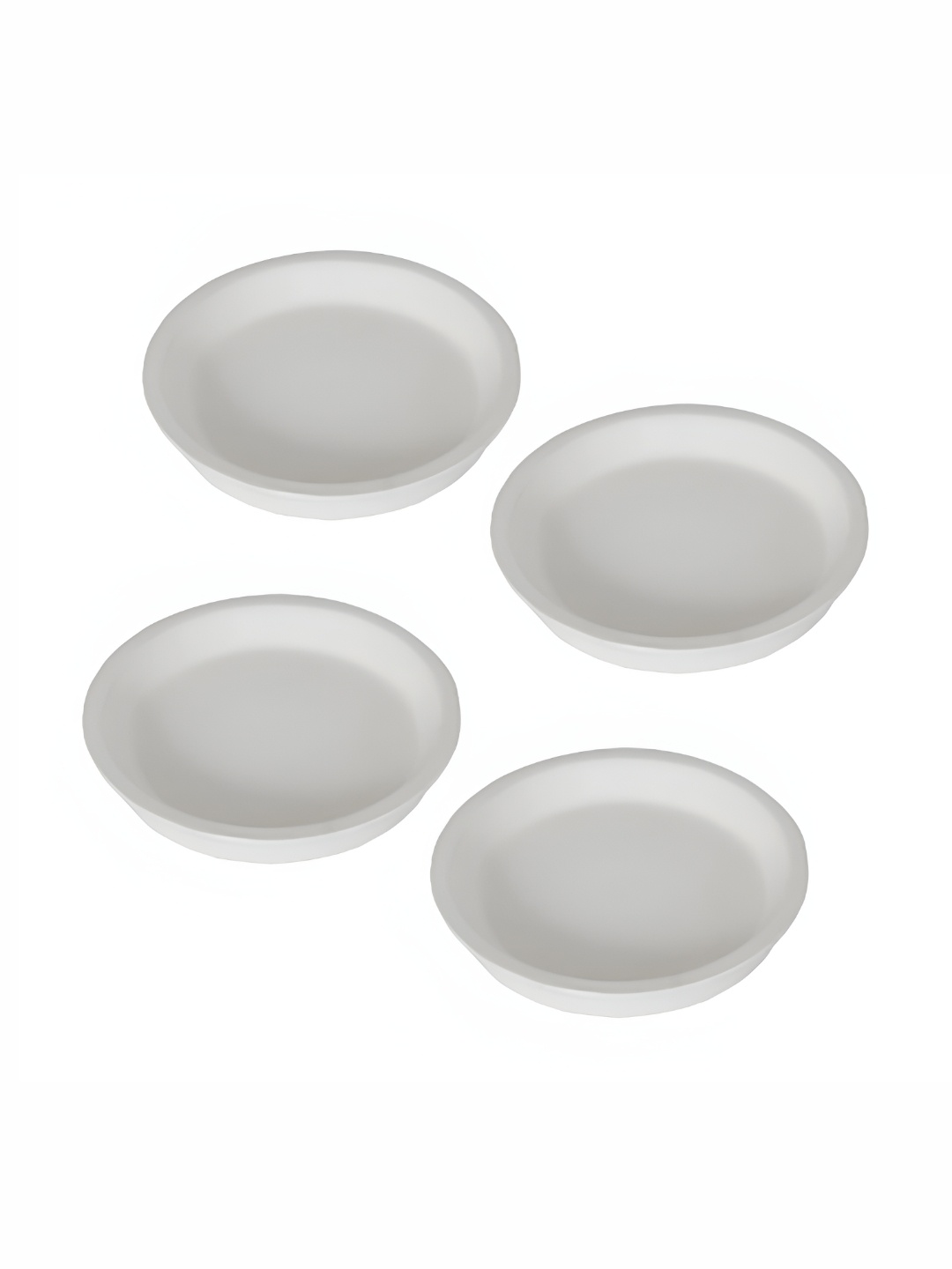 

LASAKI 4 Pieces White Round Ceramic Pot Trays