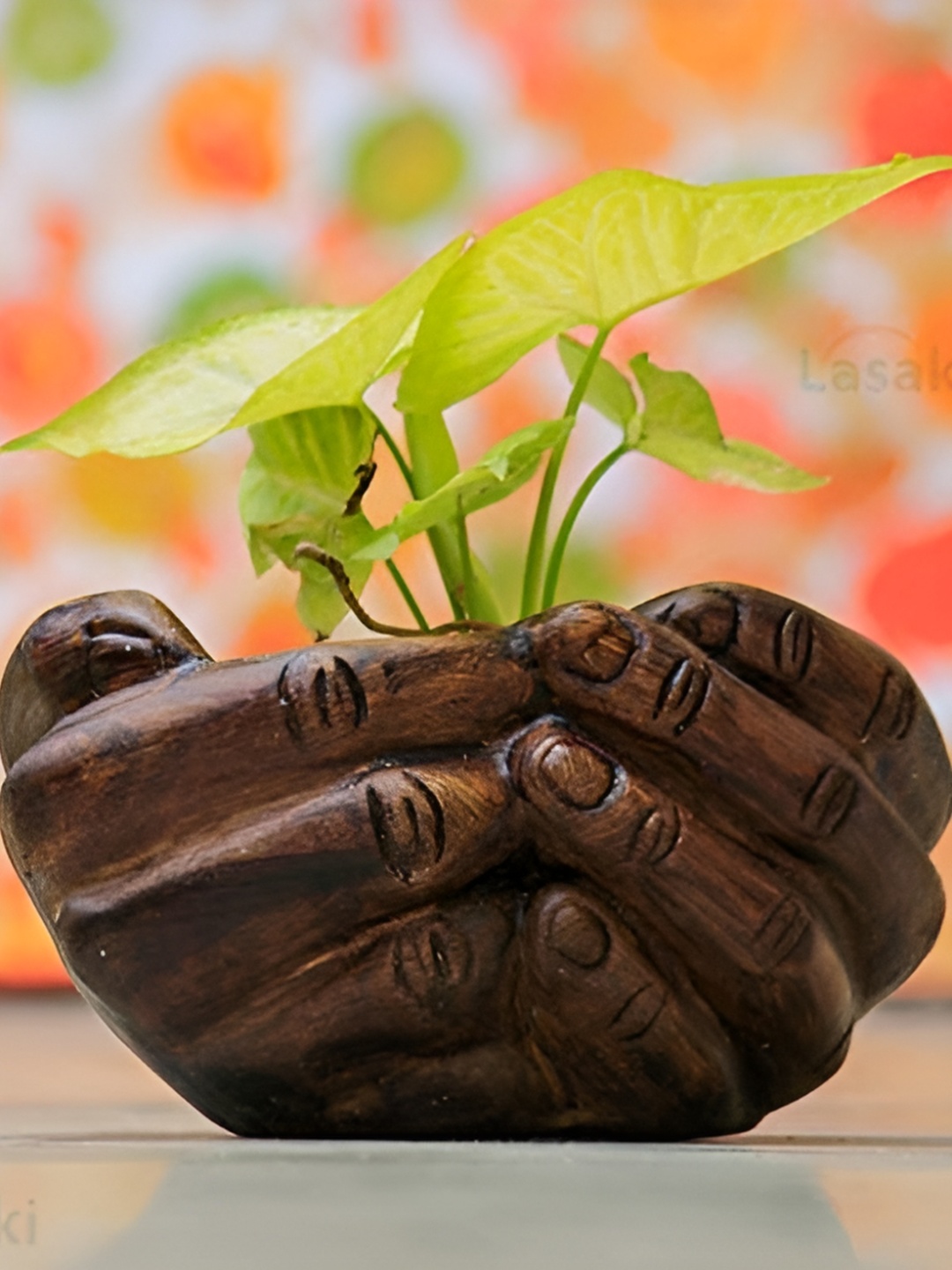 

LASAKI Brown Textured Hand Shaped Ceramic Planters